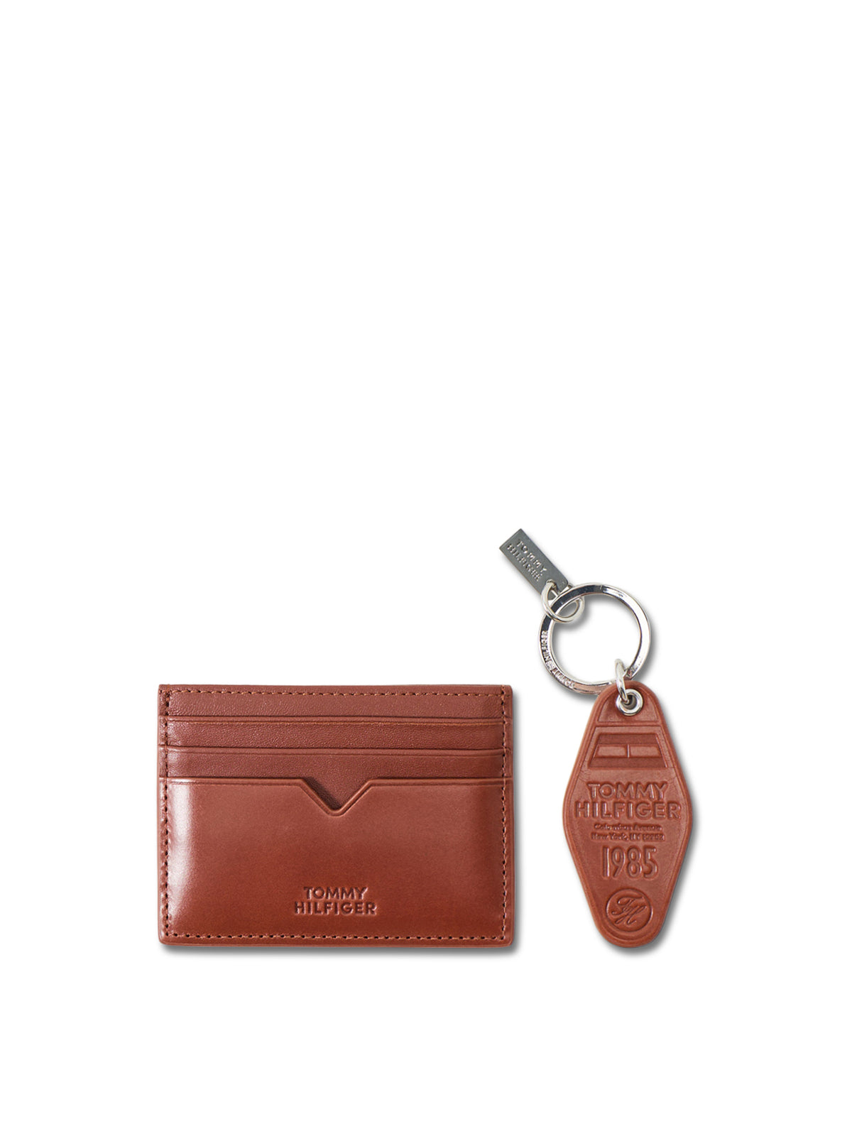 Leather Card Holder & Key Fob Gift Set - Winter Cognac