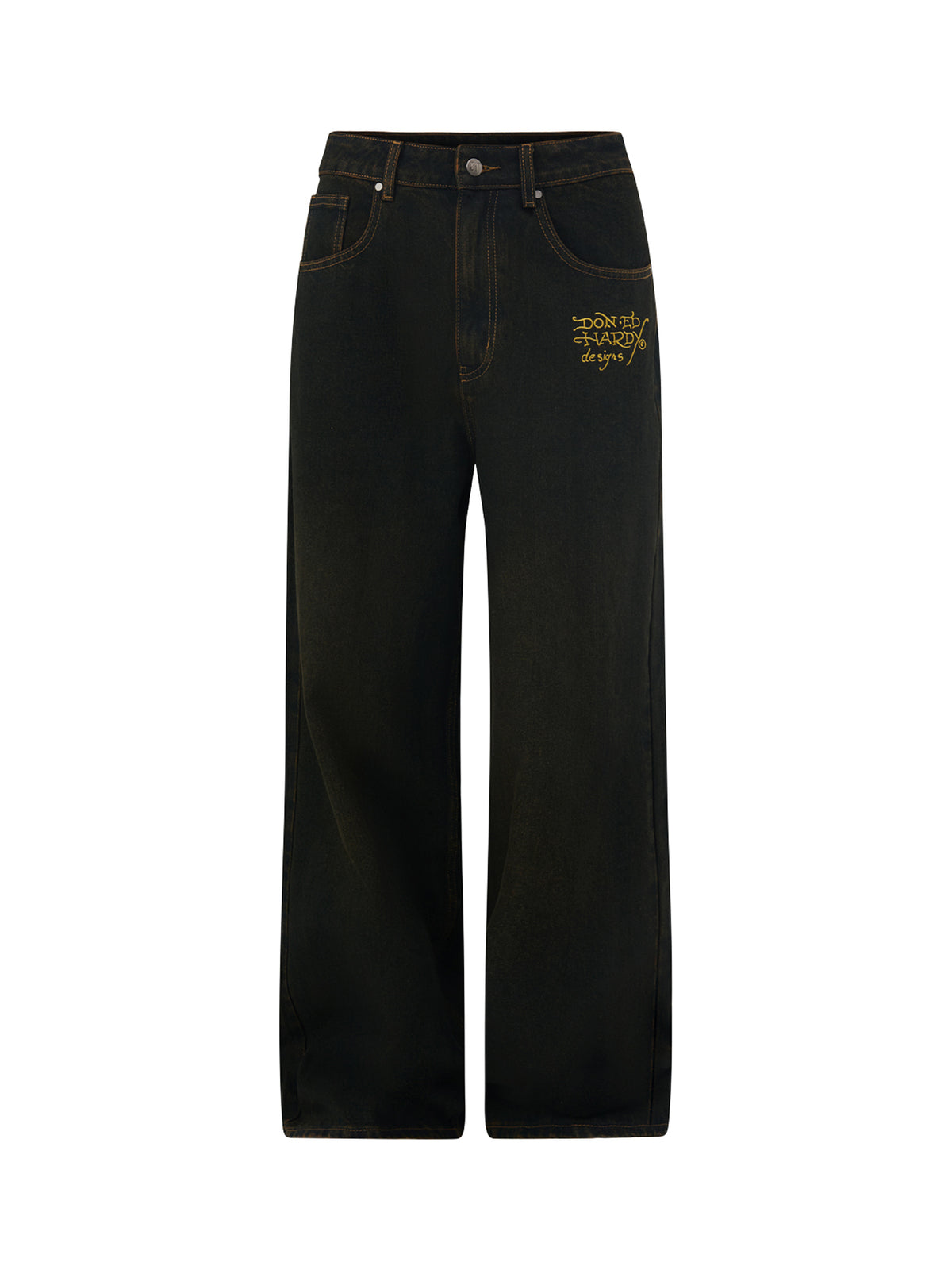 Men's Embroidered Dragon Relaxed Cotton Jeans