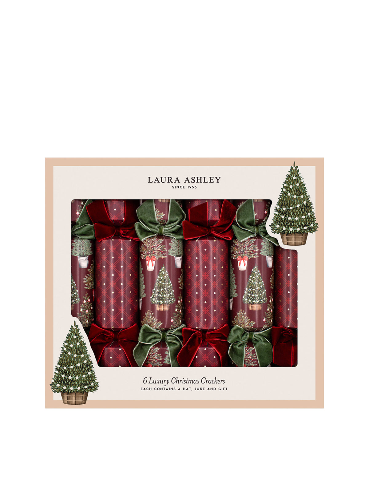 Laura Ashley Farley Festive Trees 13-Inch Christmas Crackers - Multi