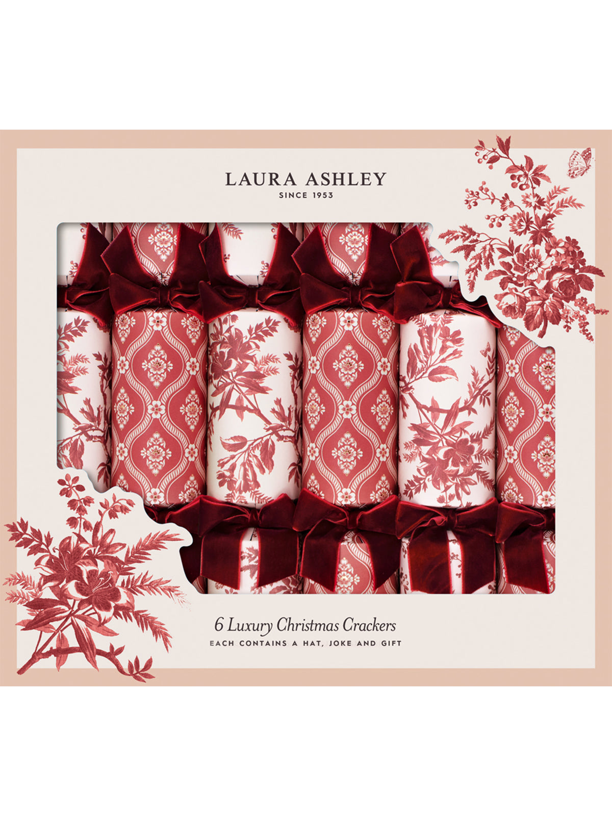 Laura Ashley Tales Of Yuletide 13-Inch Christmas Crackers - Red