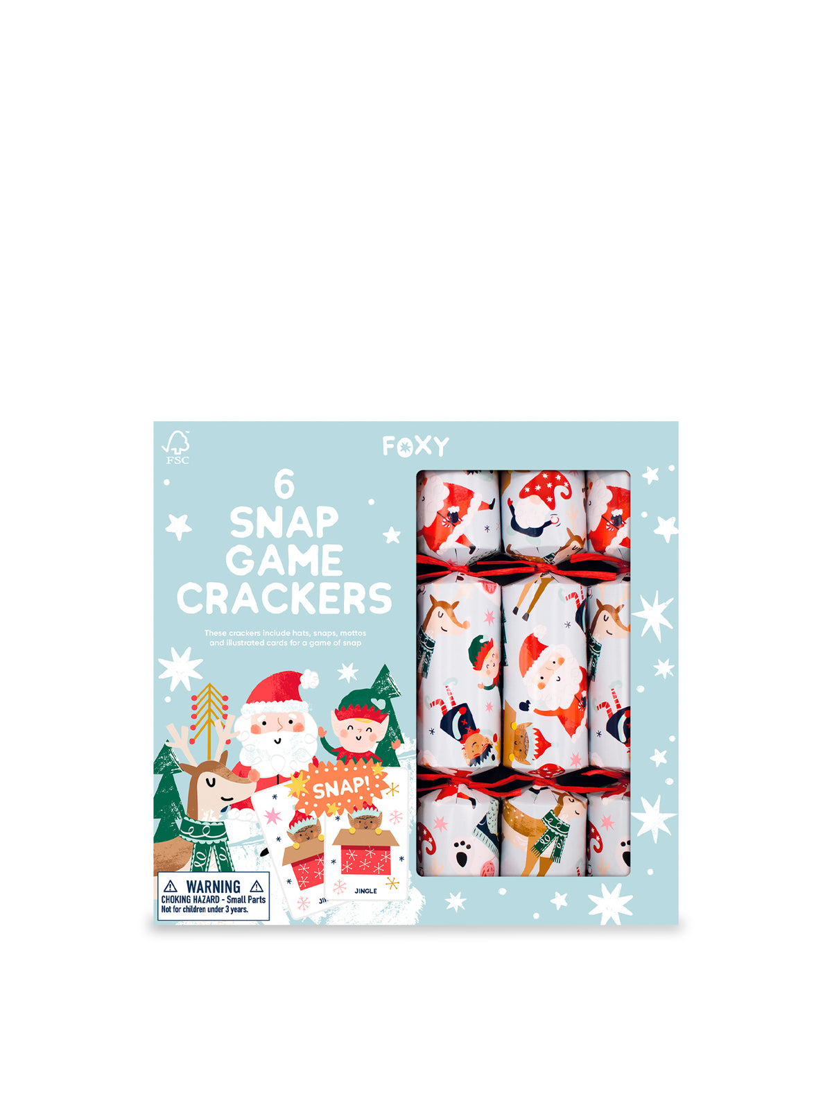 Festive Snap Christmas Crackers set of 6