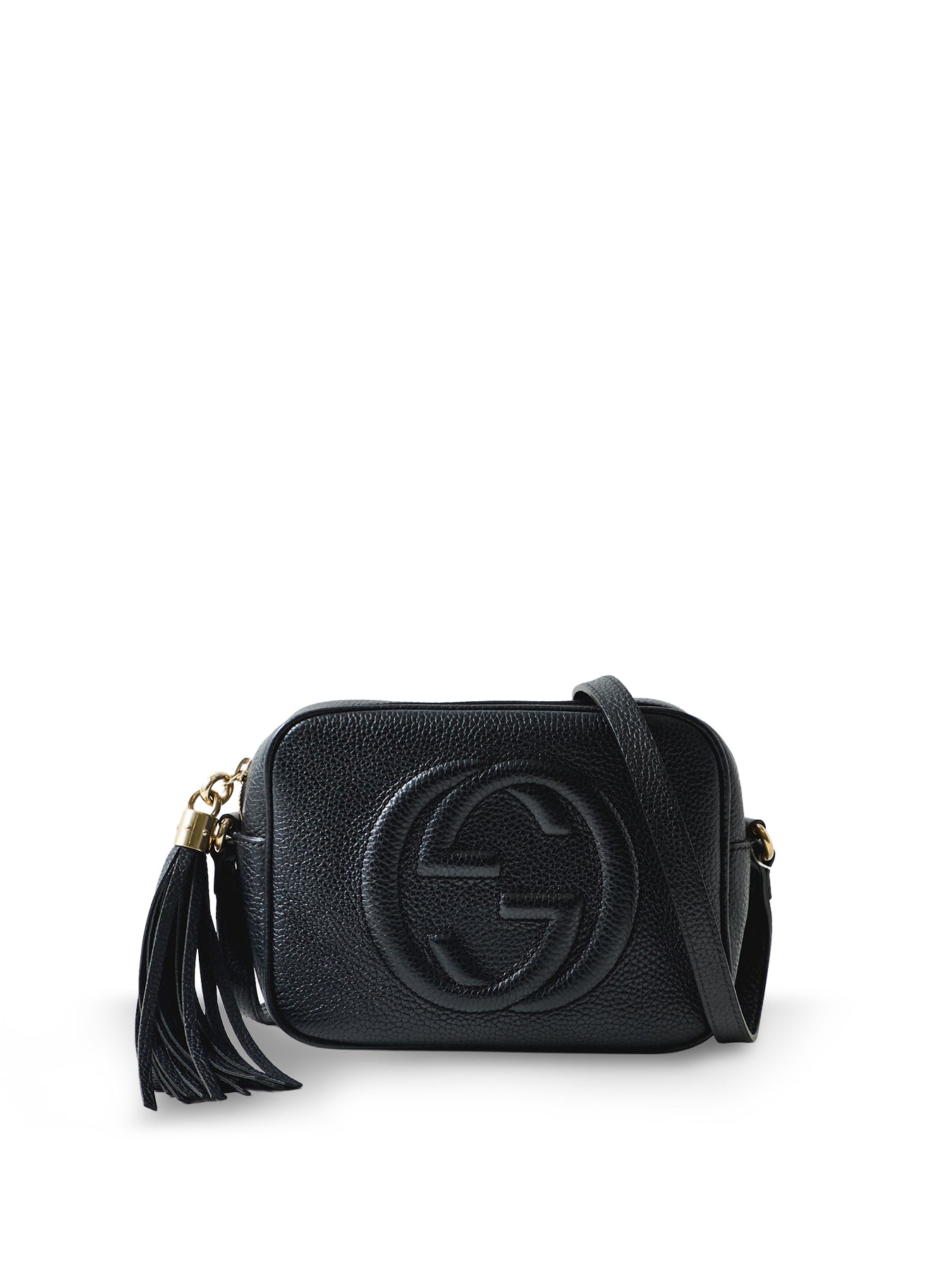 Vintage Black Calfskin Soho Disco Crossbody Bag Black