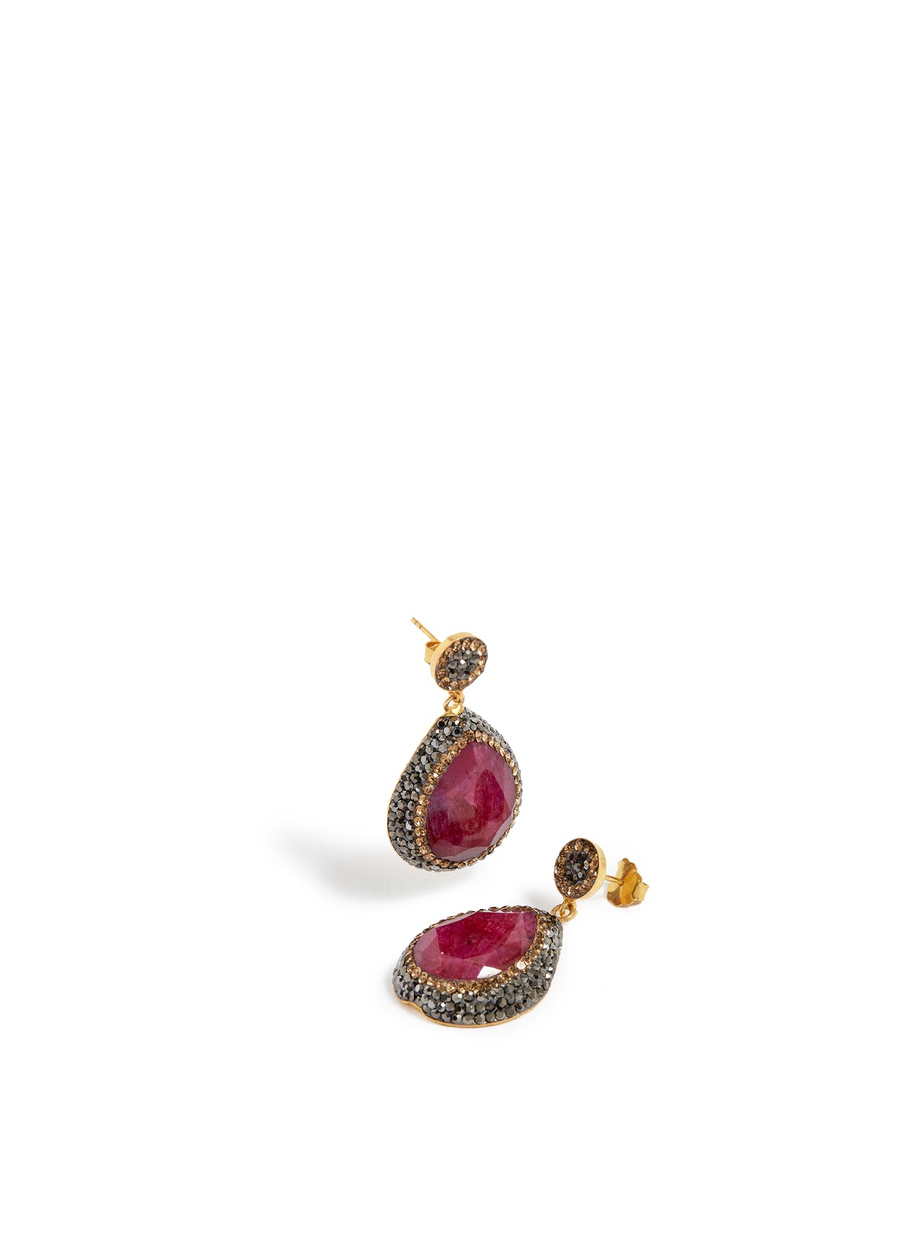 Ruby Drop Earrings Gold