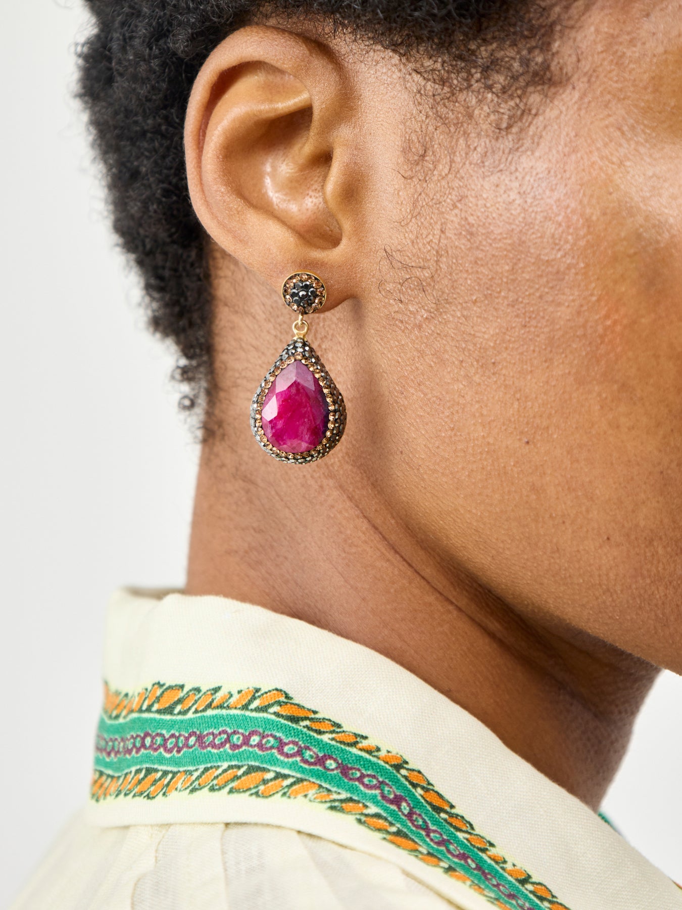 Ruby Drop Earrings Gold