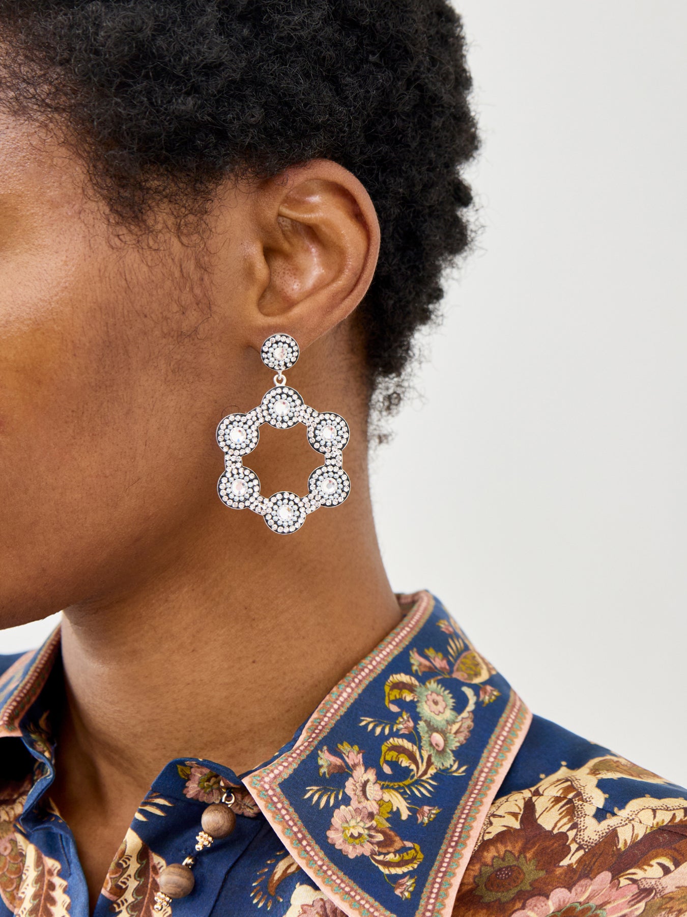 Silver Crystal Mini Hoop Earrings