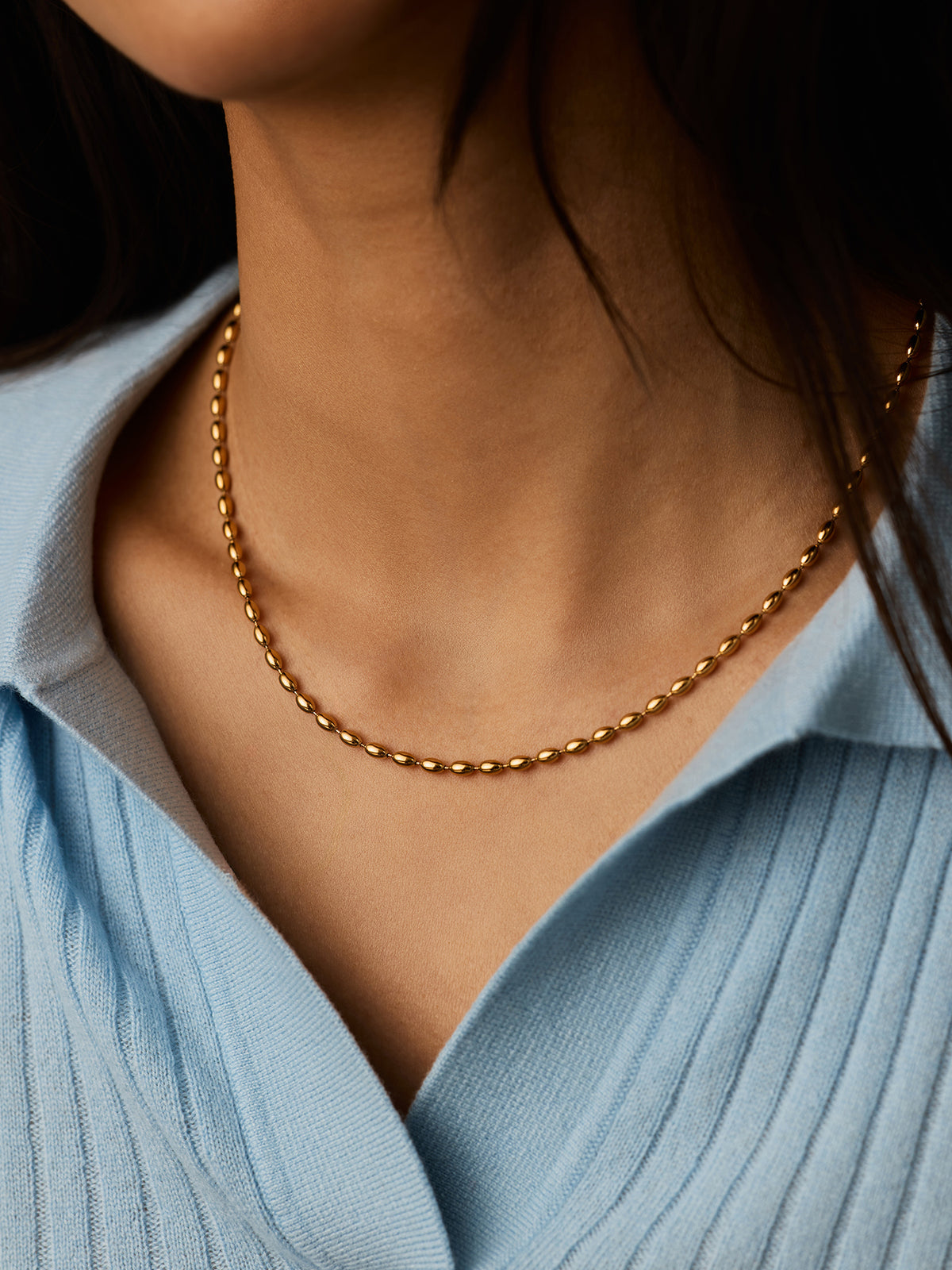 Molten Olive Chain Necklace Gold