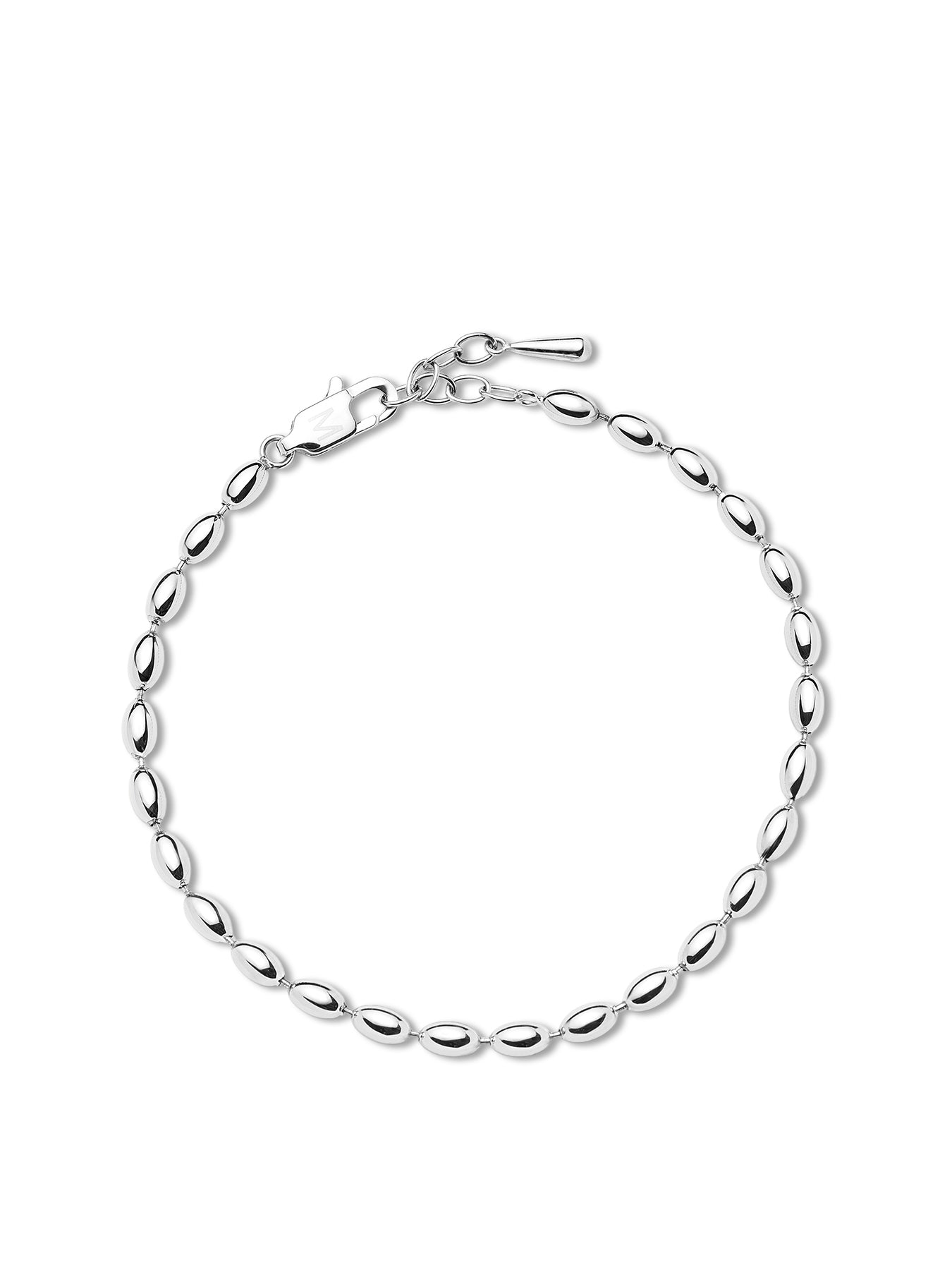 Molten Olive Chain Bracelet Silver