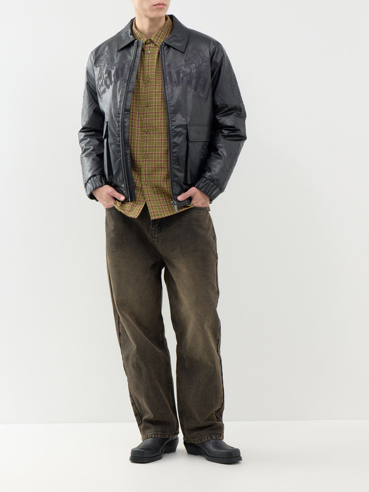 Gothic Embroidered Cross Relaxed Jacket