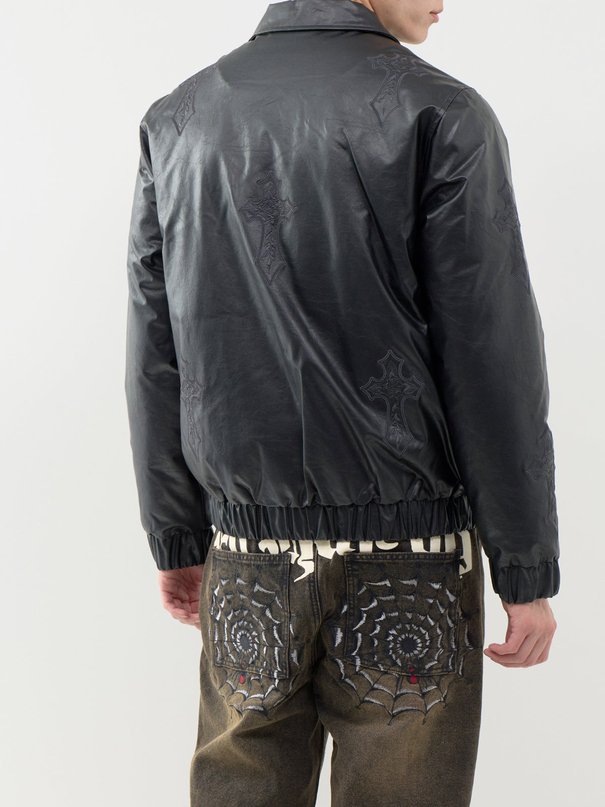 Gothic Embroidered Cross Relaxed Jacket