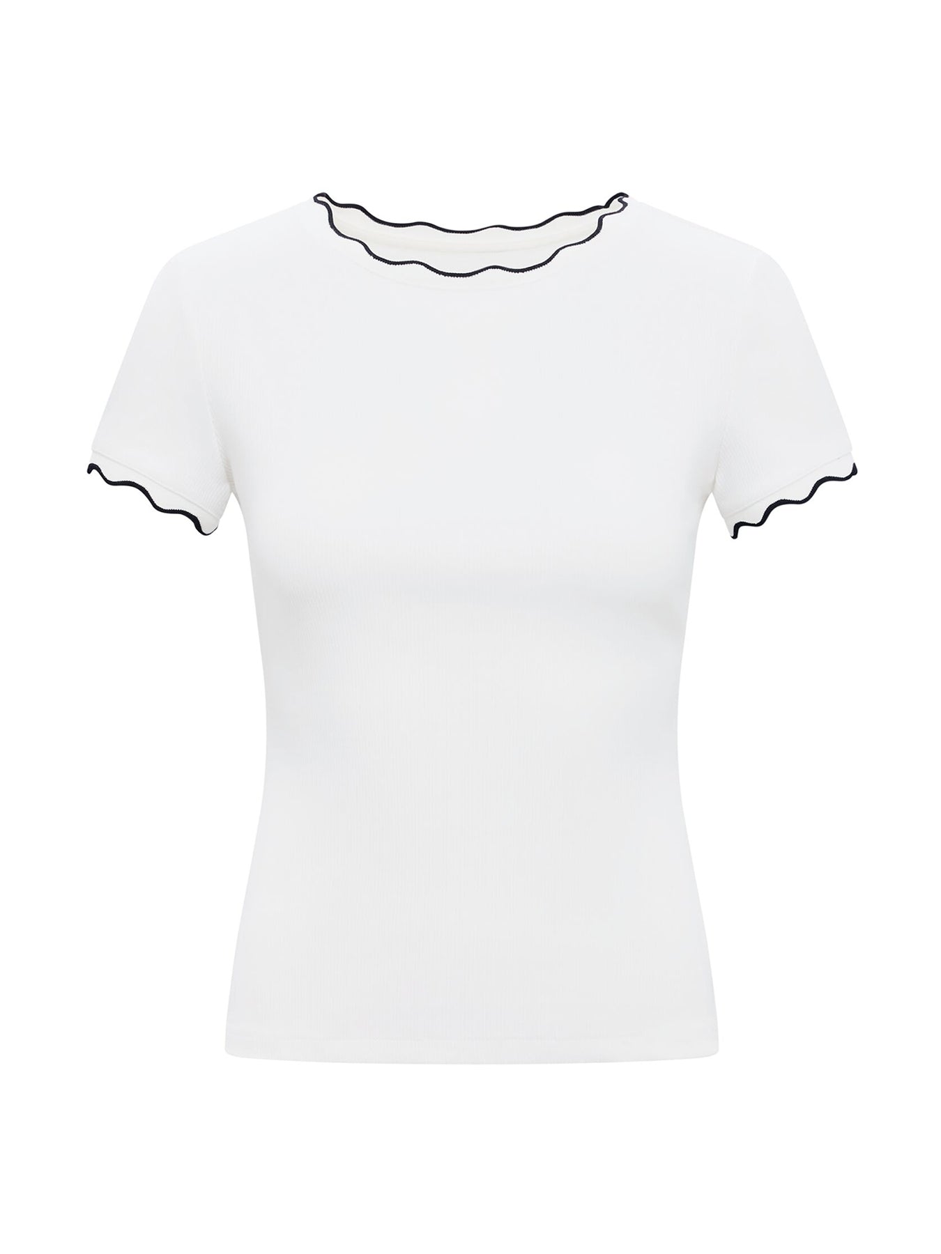 Rebecca Scallop Trim T-Shirt White