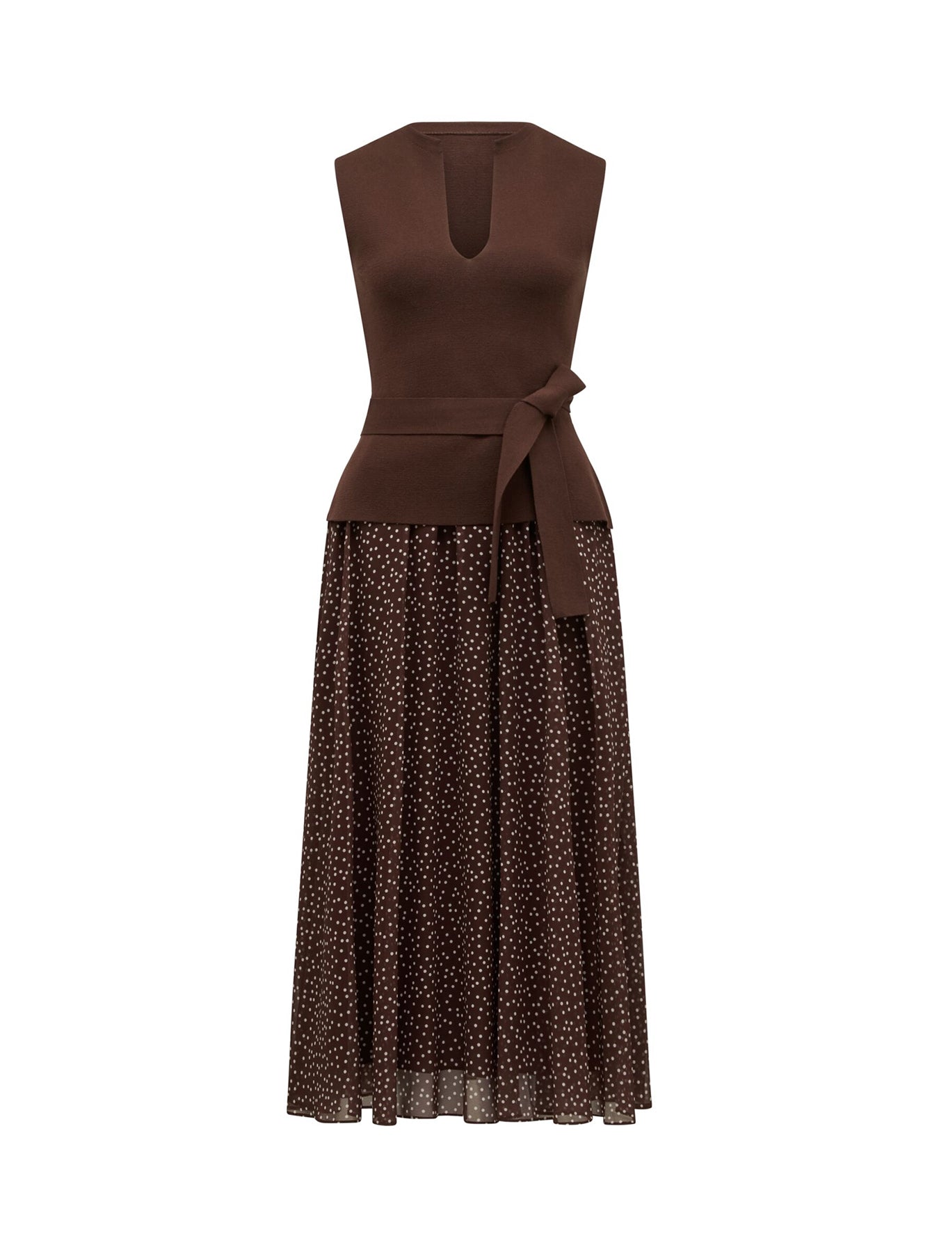 Catherine Woven Mix Knitted Dress Brown