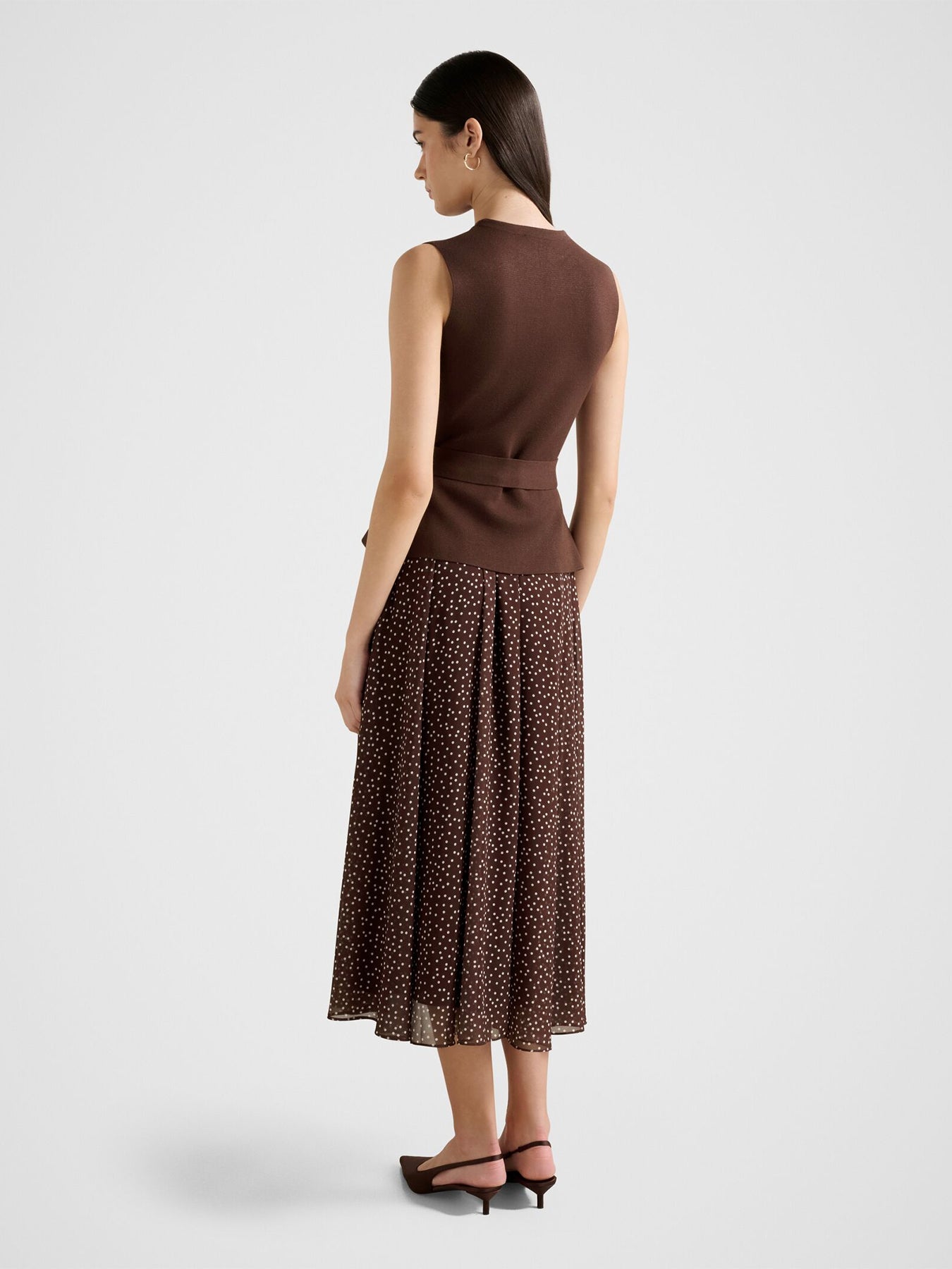 Catherine Woven Mix Knitted Dress Brown