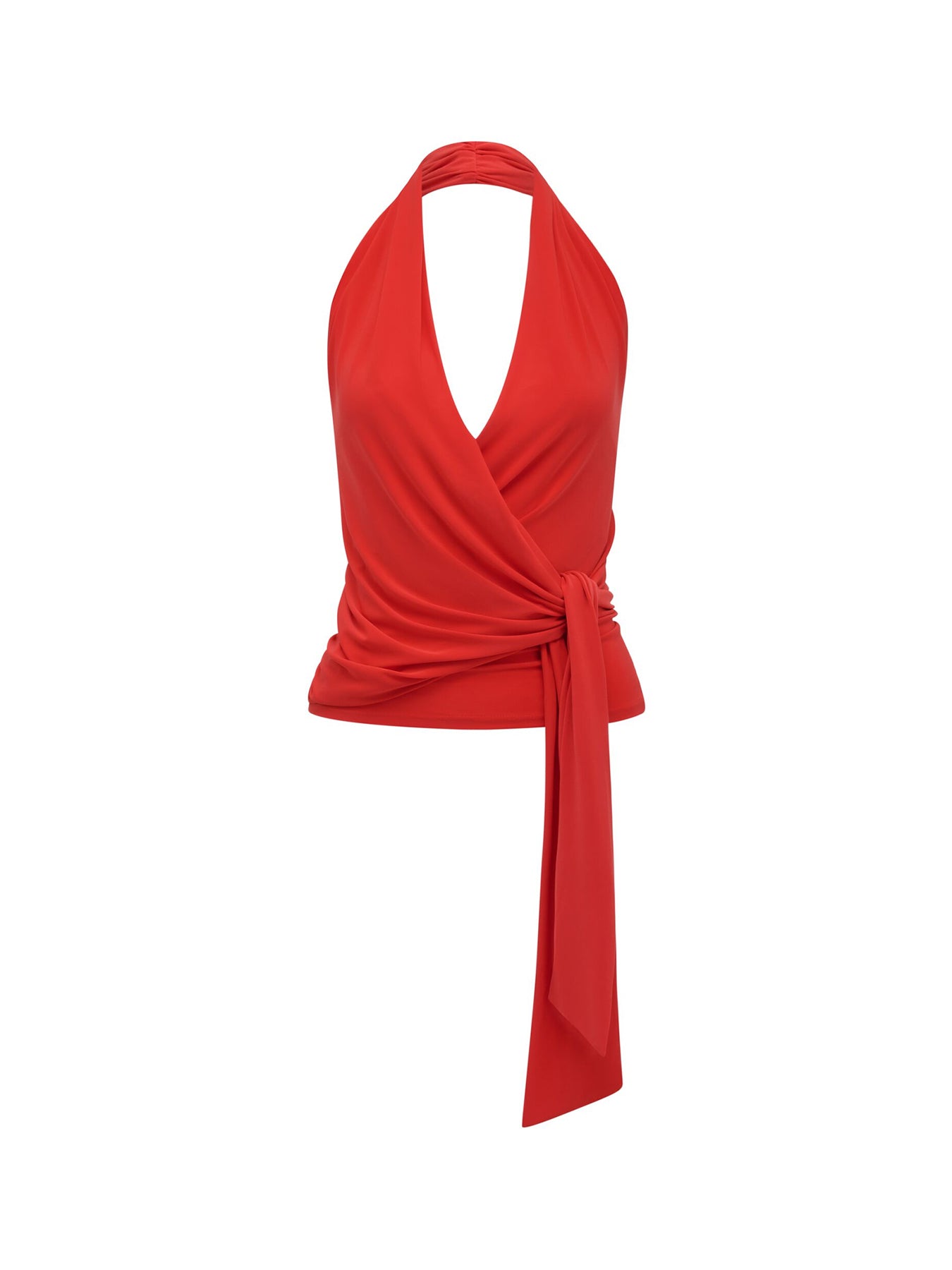 Gianna Wrap Halter Neck Top Red