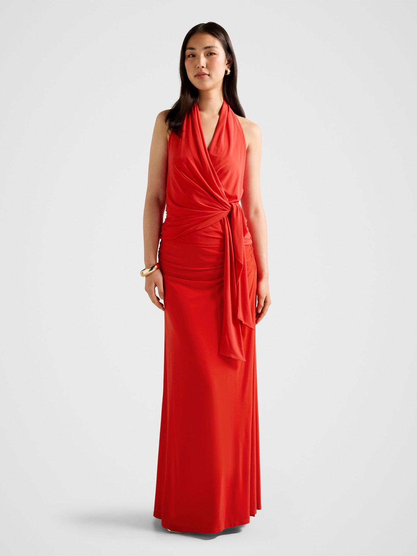 Gianna Wrap Halter Neck Top Red