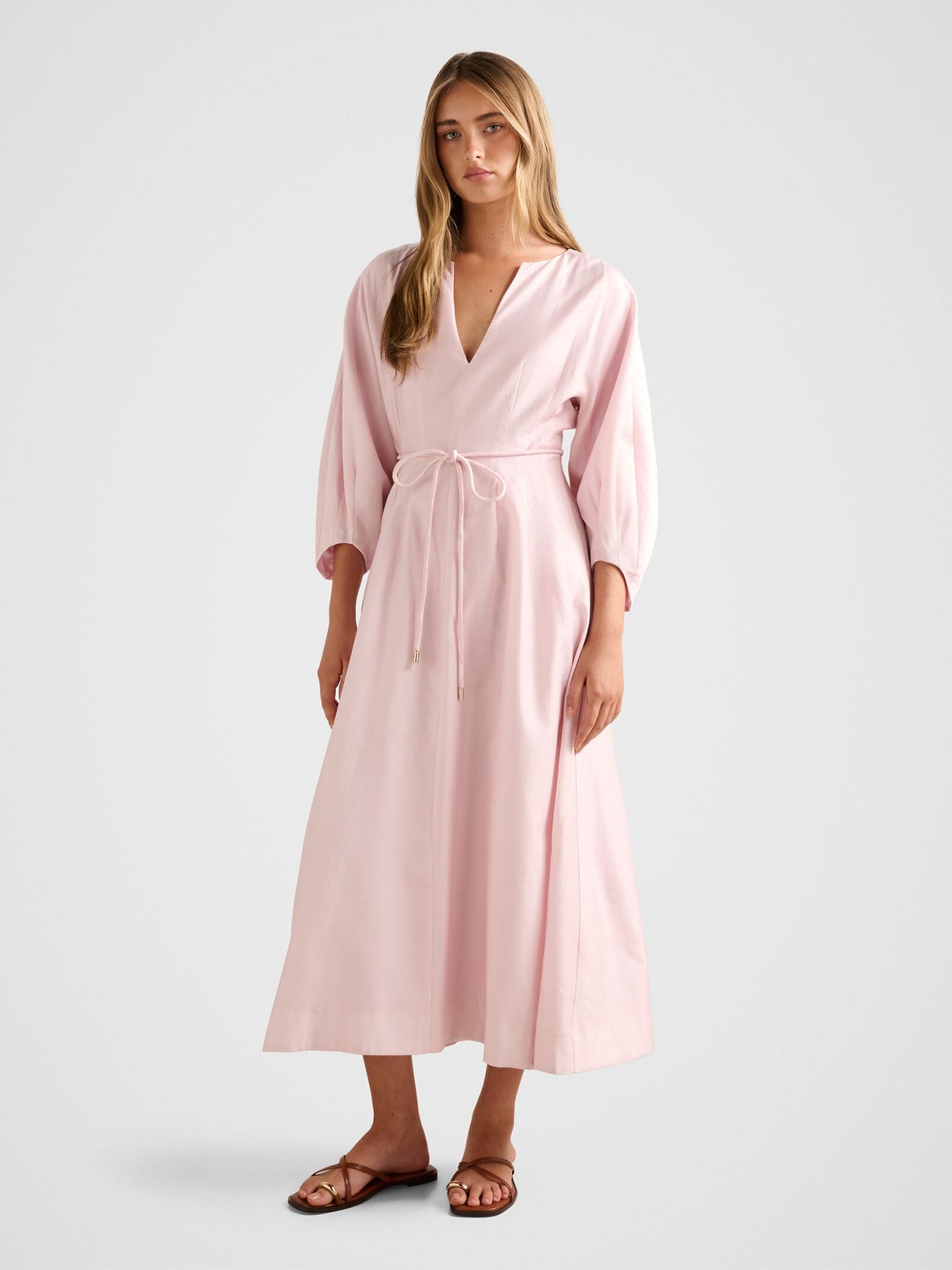 Scarlett Cocoon Sleeves Midi Dress Pink