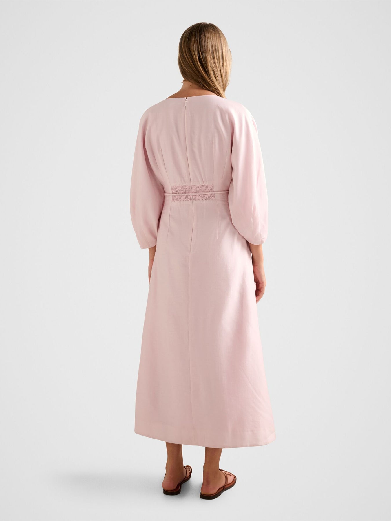 Scarlett Cocoon Sleeves Midi Dress Pink
