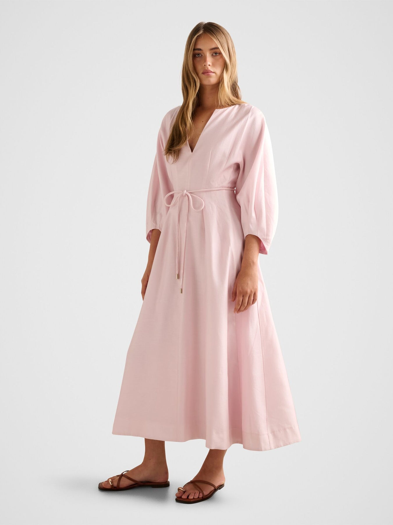 Scarlett Cocoon Sleeves Midi Dress Pink