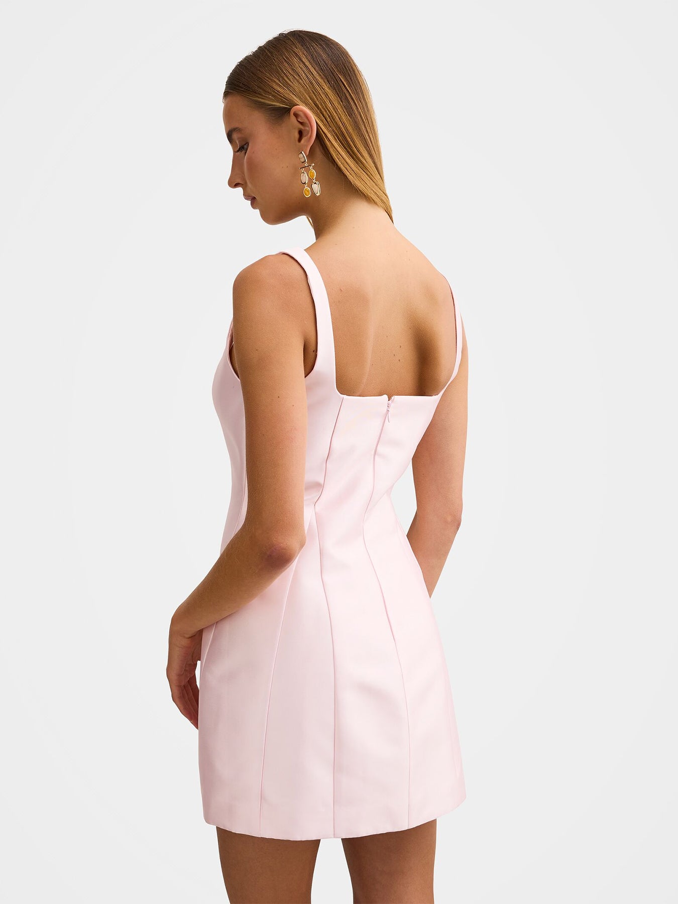 Kaitlyn Structured Satin Mini Dress Pink