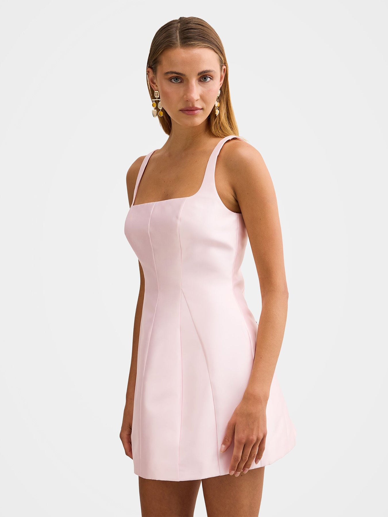 Kaitlyn Structured Satin Mini Dress Pink