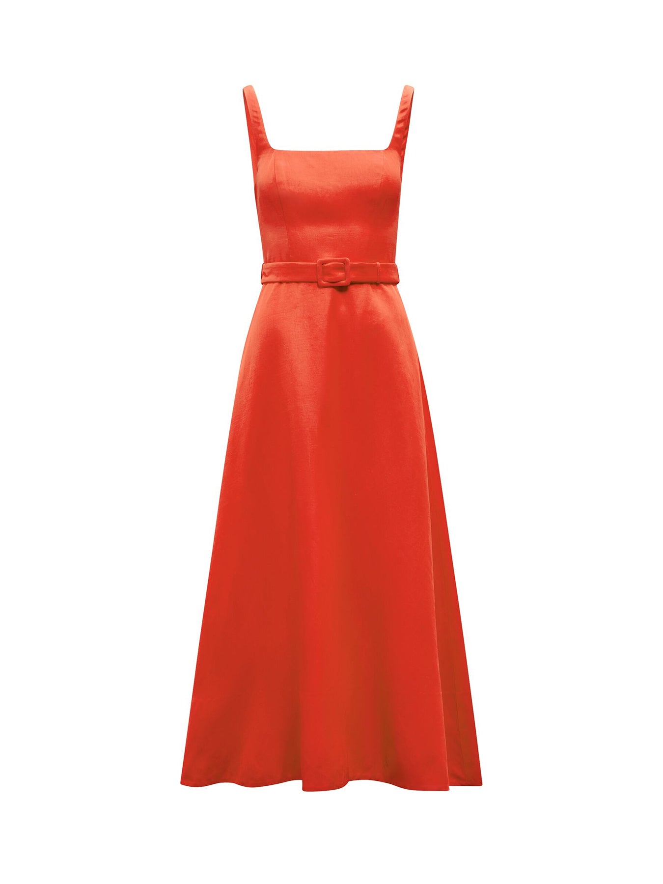 Hayden Square Neck Midi Dress Red