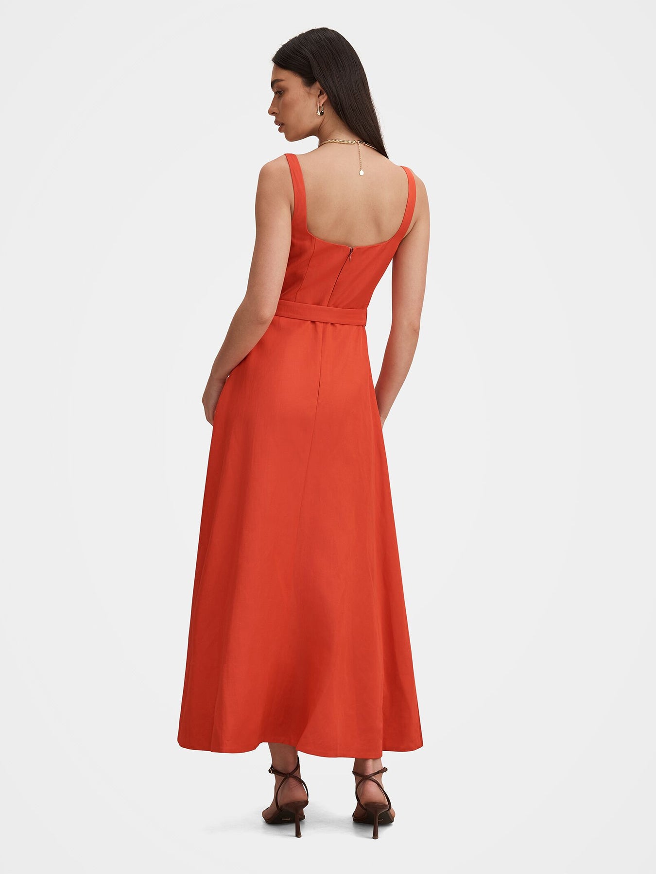 Hayden Square Neck Midi Dress Red
