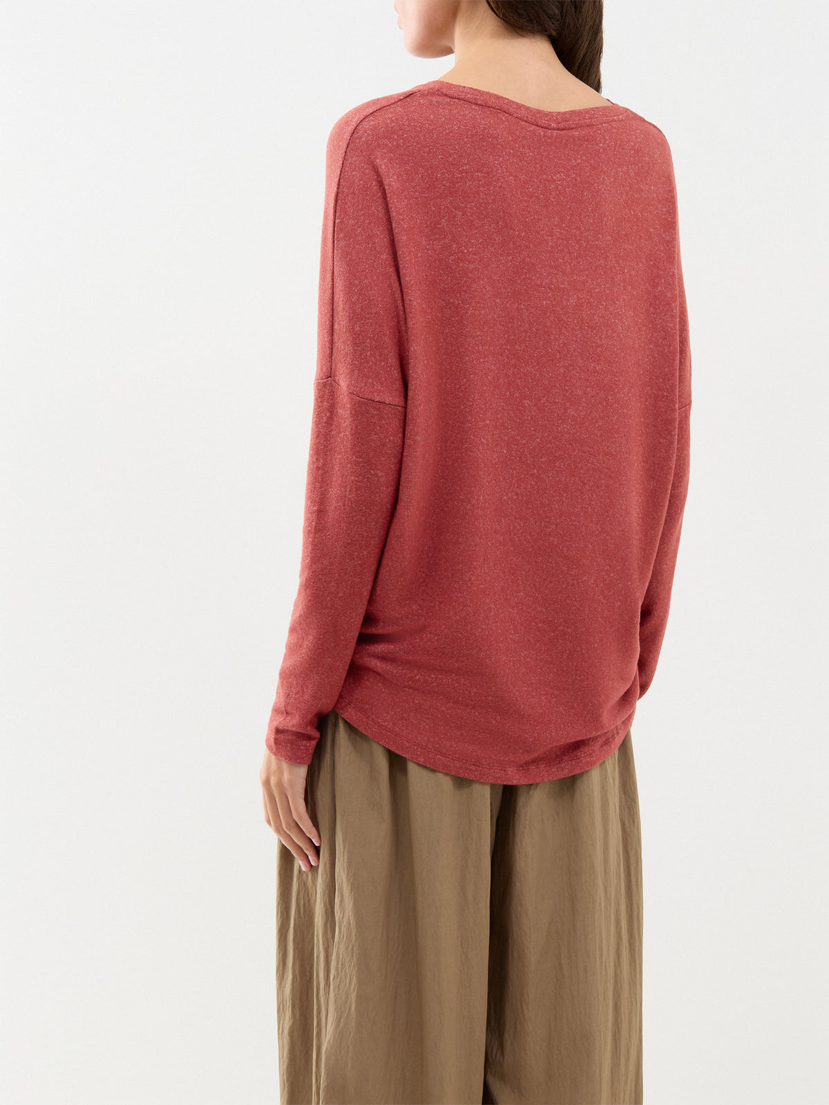 Biara 1 Long-Sleeved Viscose Blend Knitted Jumper - Madder Brown Melange