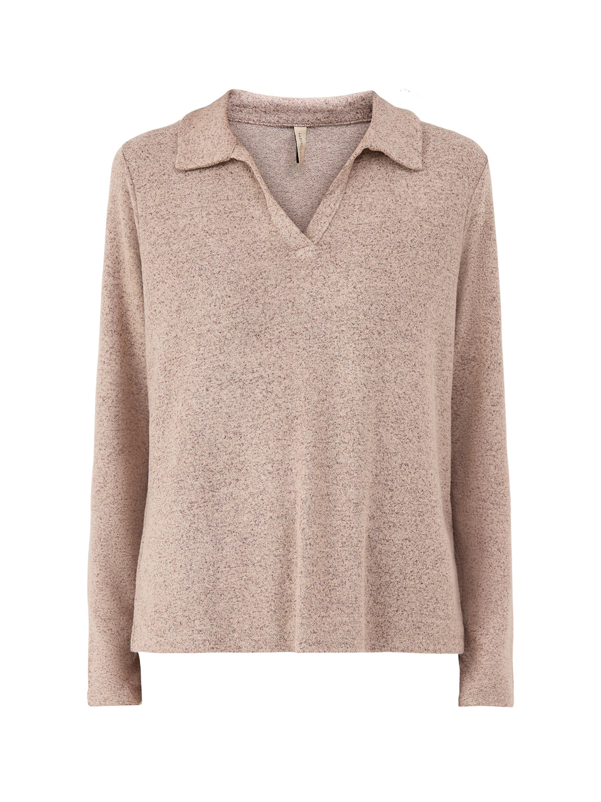 Biara 159 Viscose Blend Collared Knitted Jumper - Camel Melange