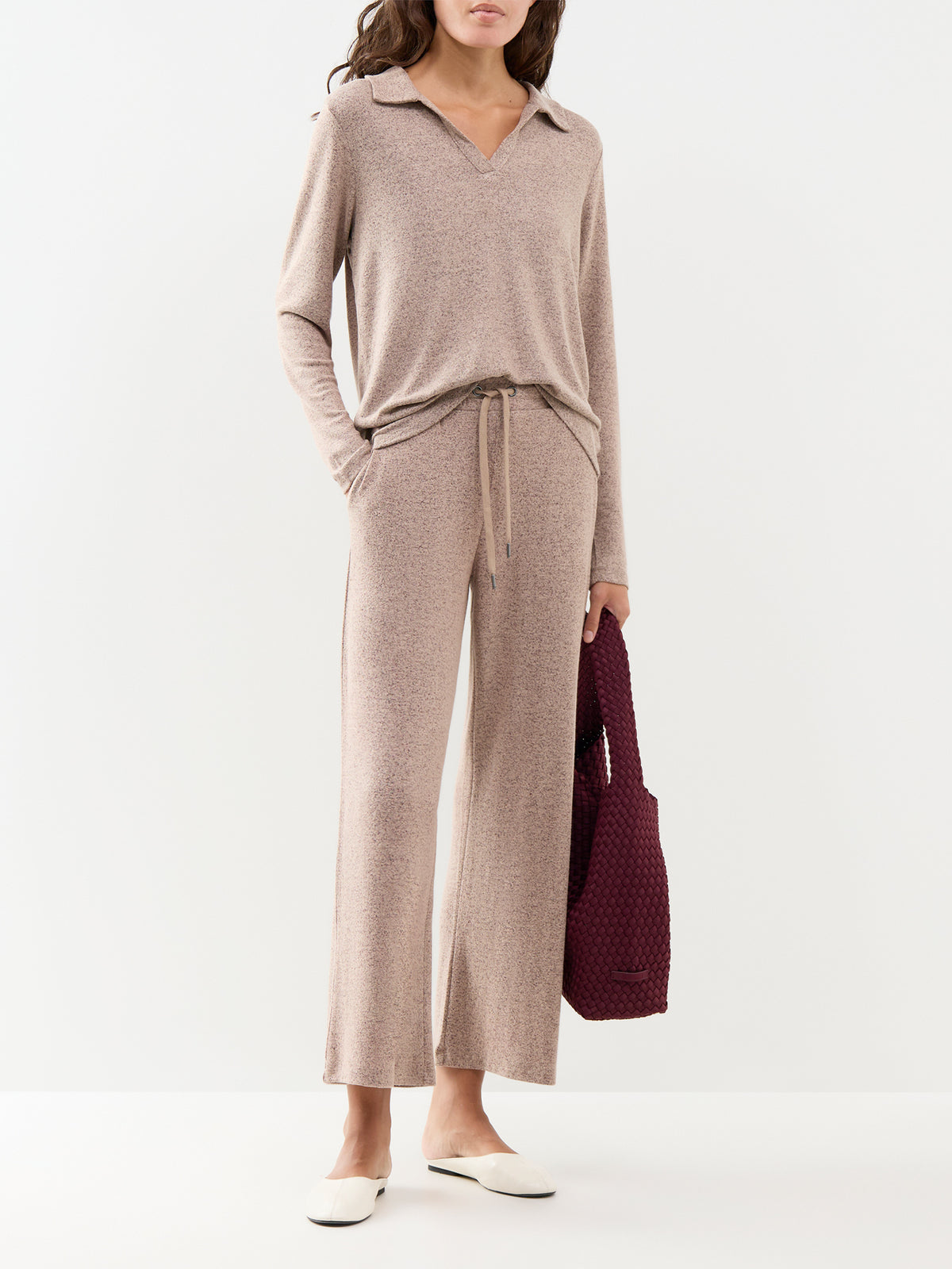 Biara 159 Viscose Blend Collared Knitted Jumper - Camel Melange