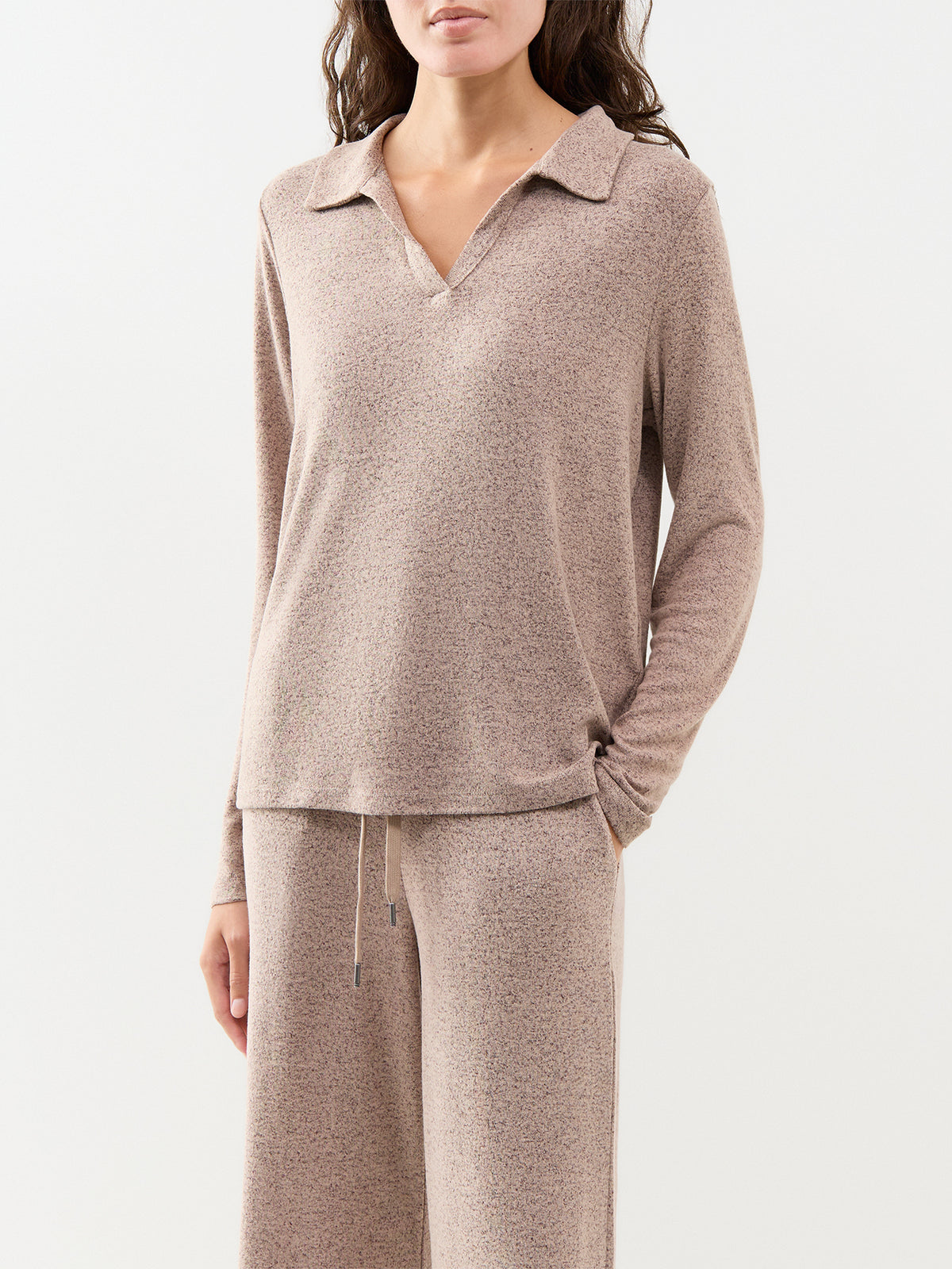 Biara 159 Viscose Blend Collared Knitted Jumper - Camel Melange