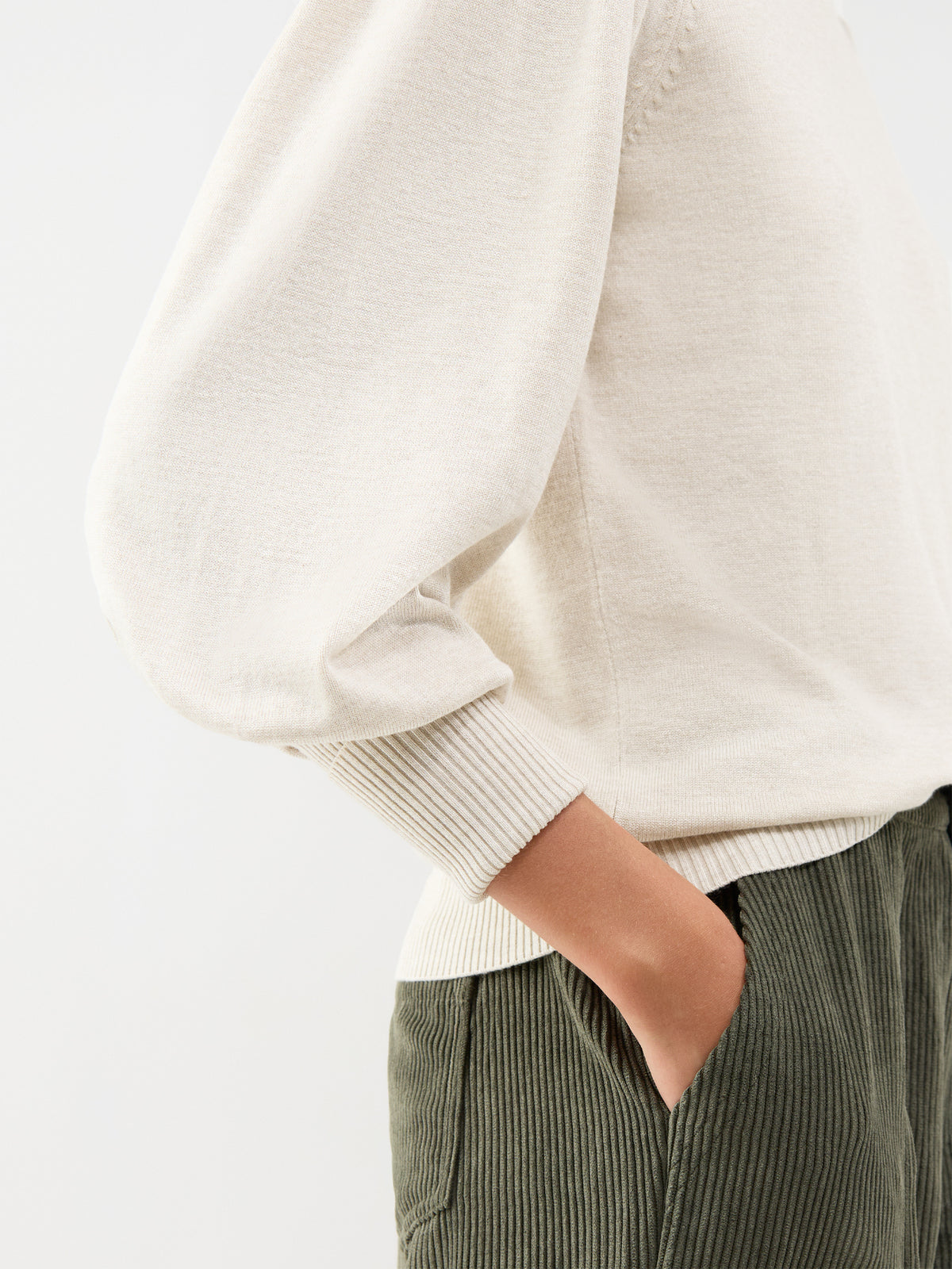 Dollie 666 Long-Sleeved Mock Neck Knitted Jumper - Sand Melange