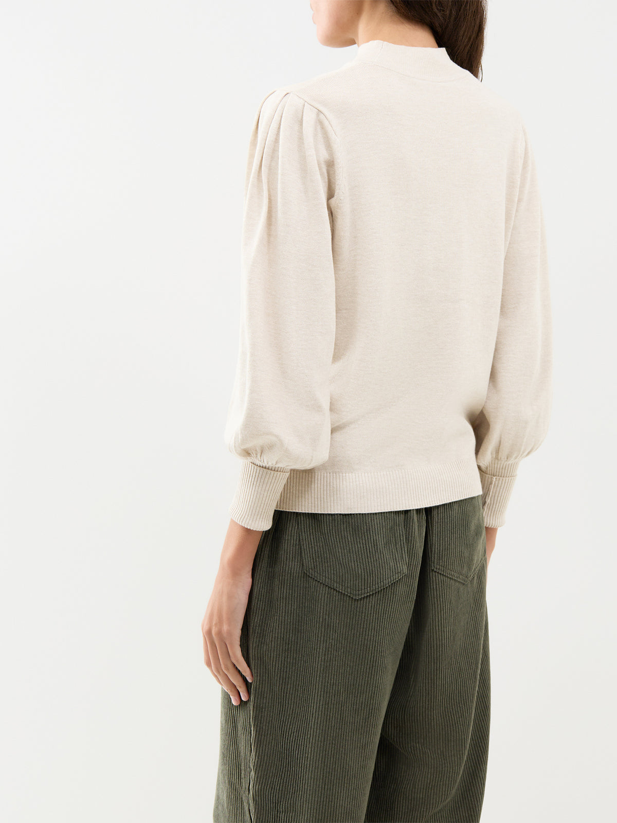 Dollie 666 Long-Sleeved Mock Neck Knitted Jumper - Sand Melange