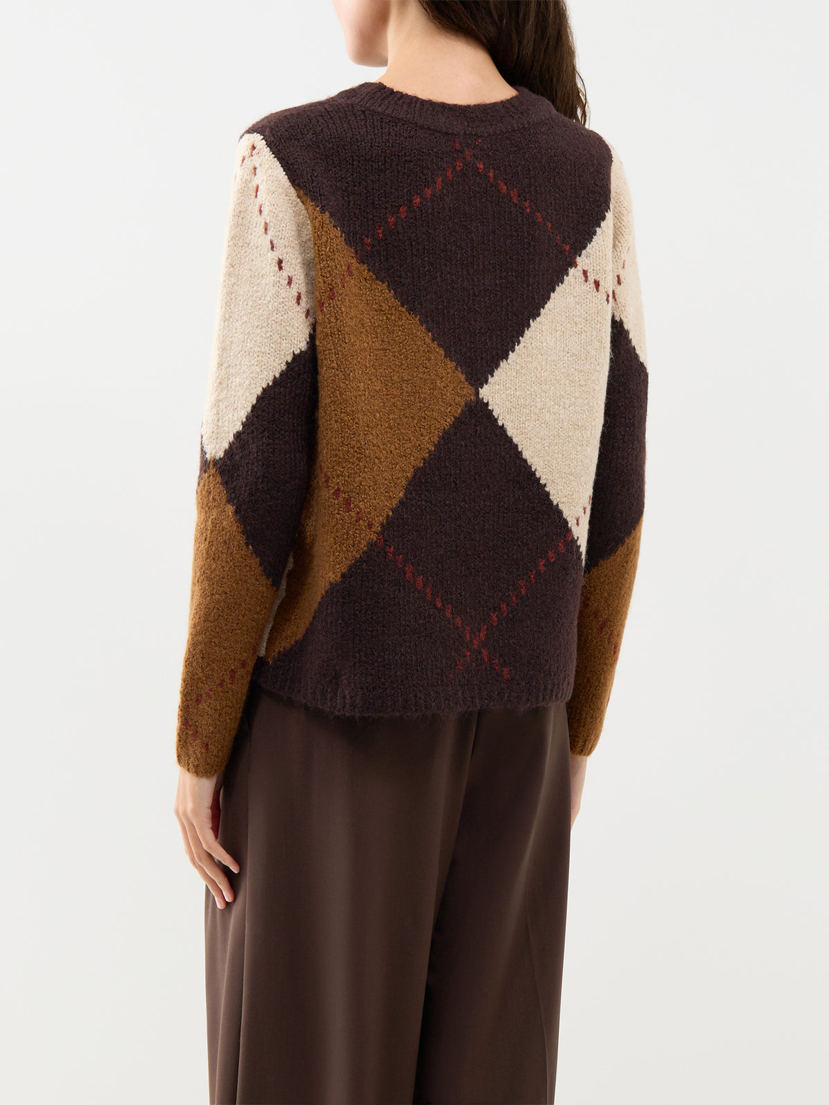 Hacer 2 Wool Blend Argyle Jumper - Brown