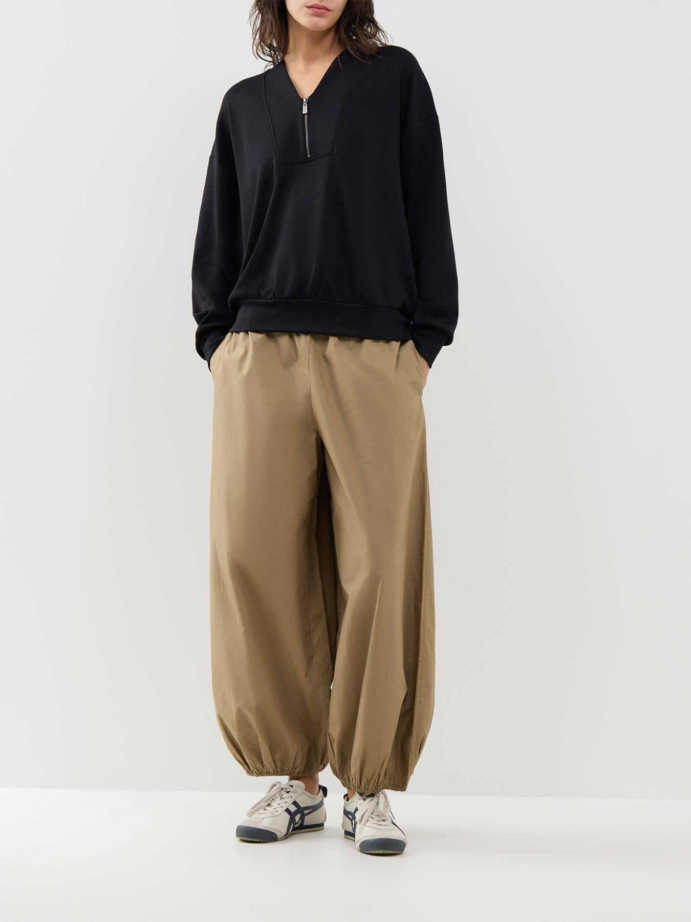 Banu Modal-Blend Quarter-Zip Sweatshirt Black