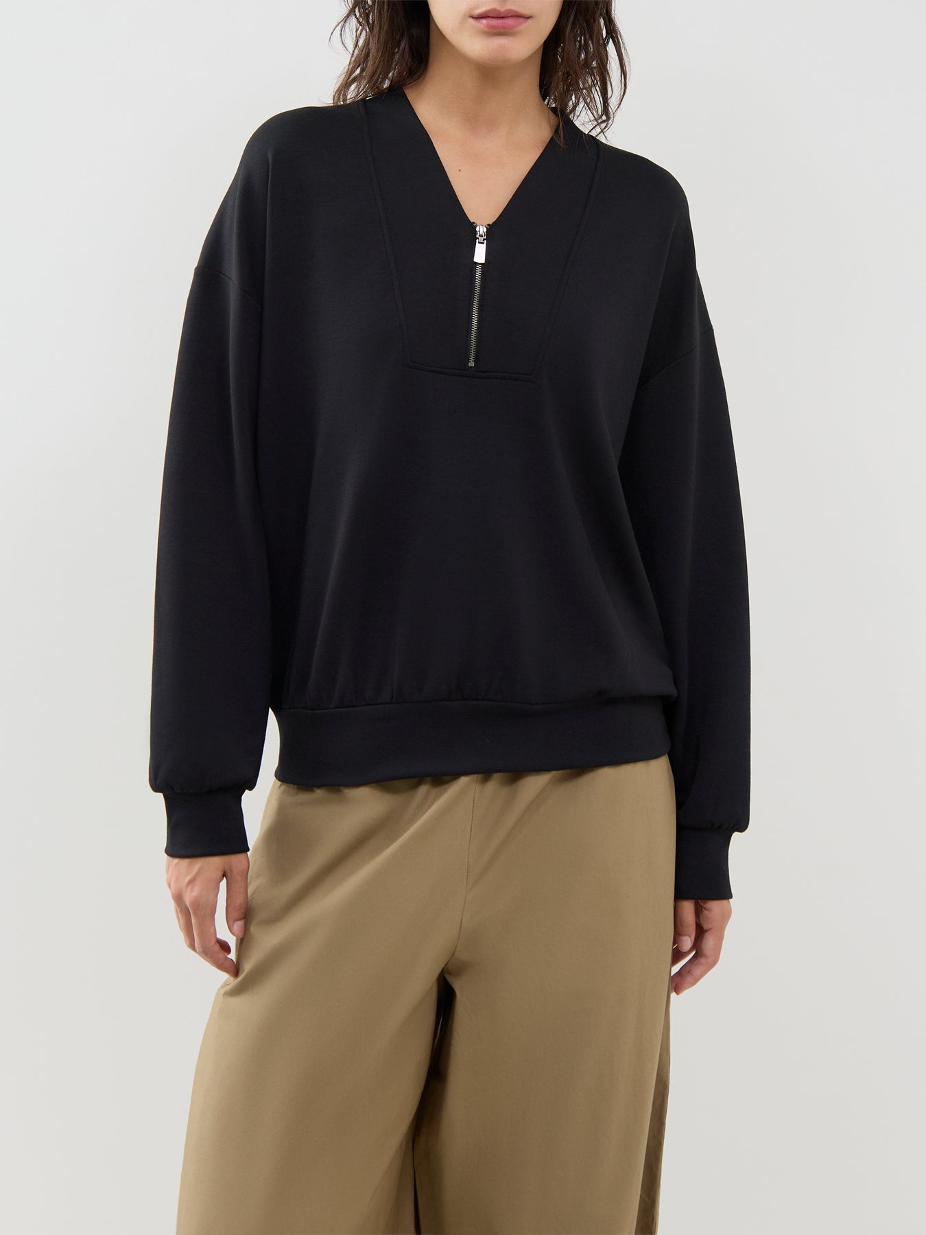 Banu Modal-Blend Quarter-Zip Sweatshirt Black
