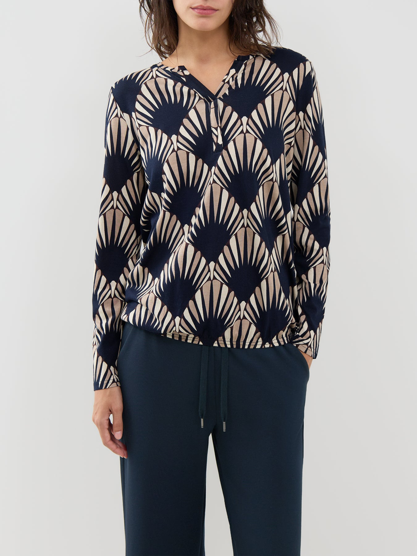 Felicity Organic Cotton-Blend Printed Long-Sleeve Top