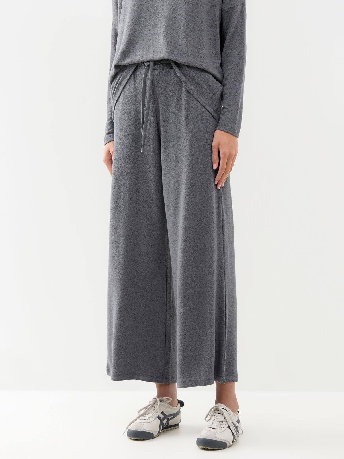 Biara 74 Viscose Blend Wide-Leg Trousers - Dark Earth Melange