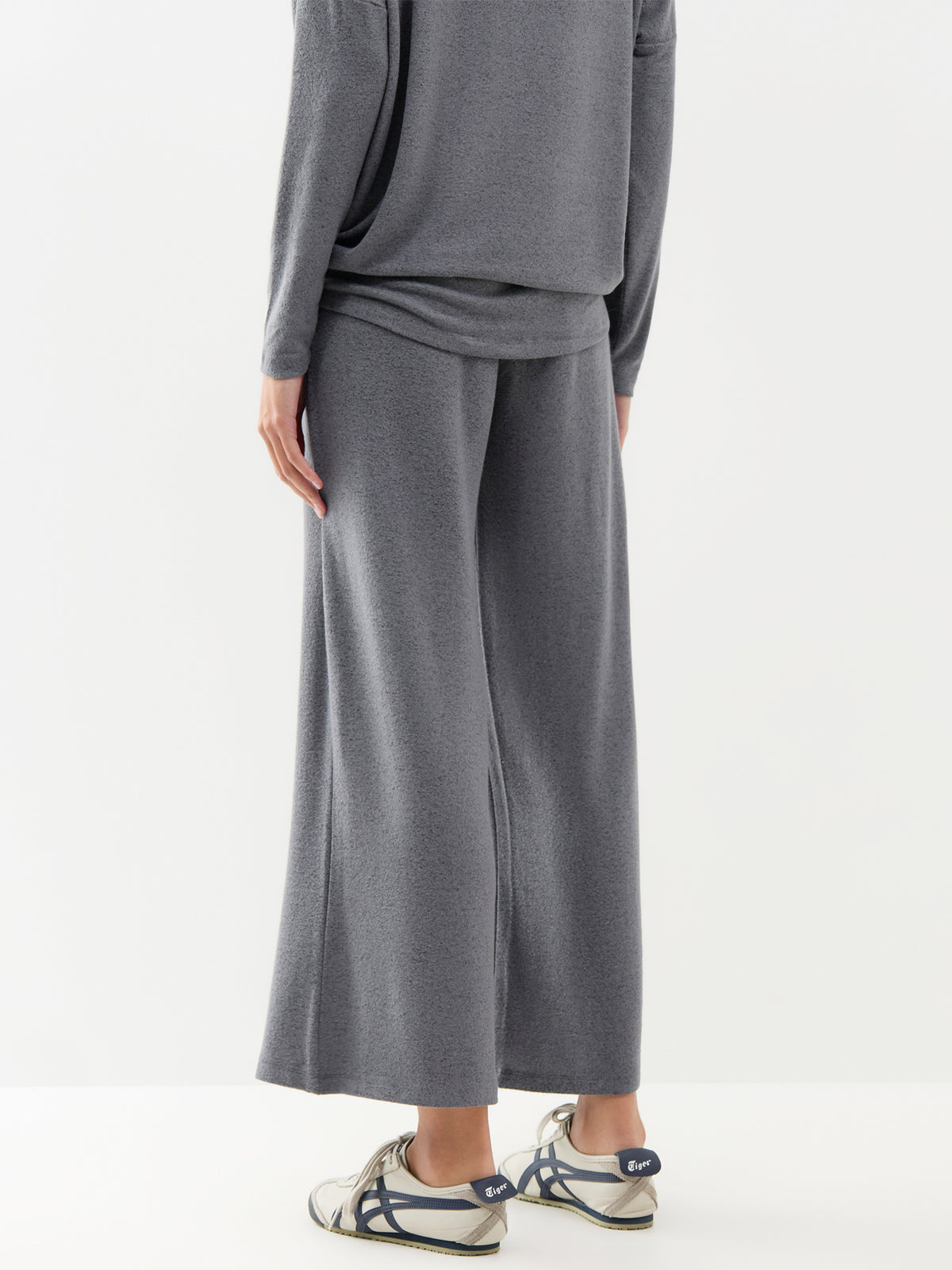 Biara 74 Viscose Blend Wide-Leg Trousers - Dark Earth Melange