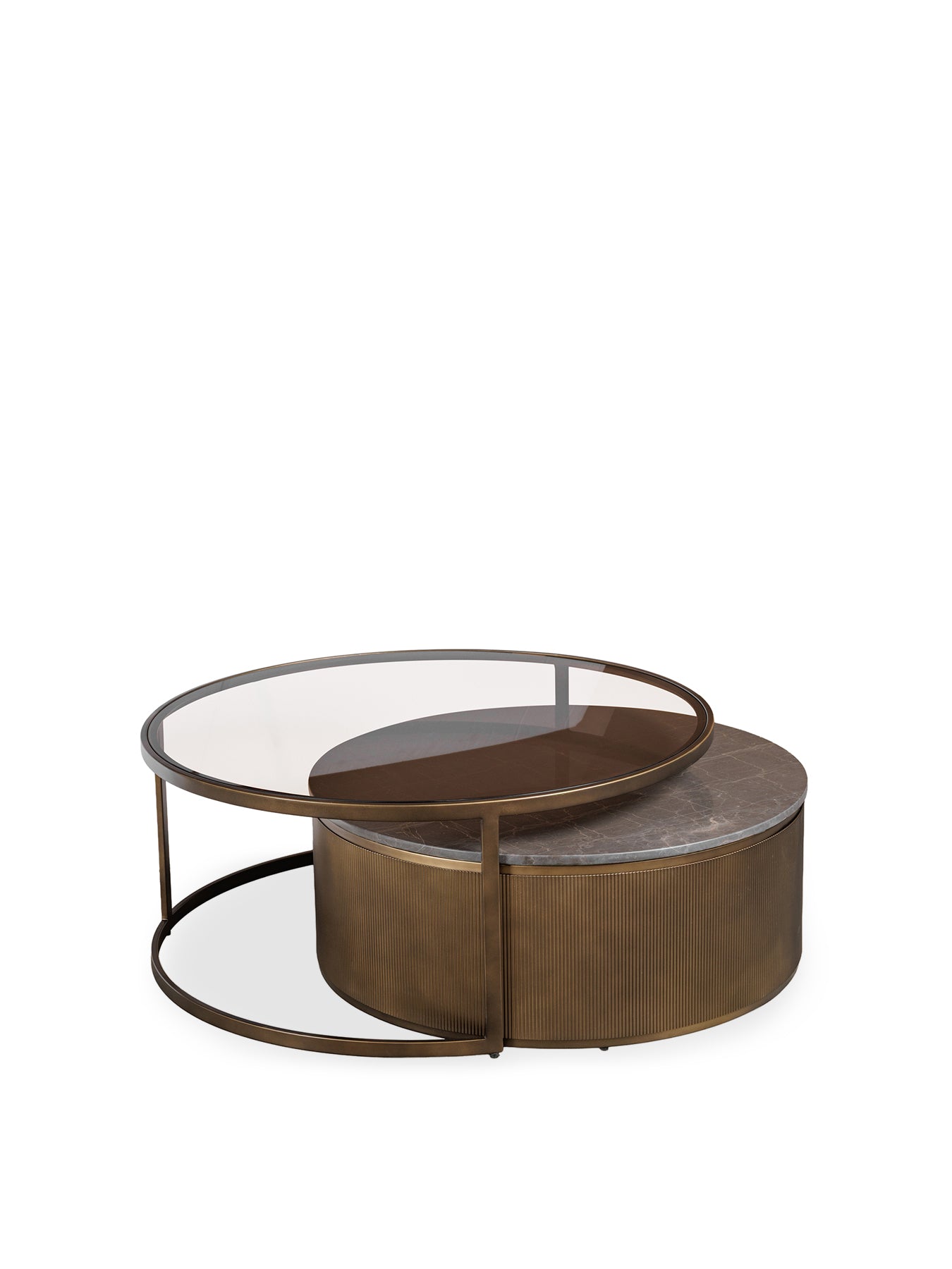 Belvedere Marble Nesting Coffee Tables Set of 2 Gold