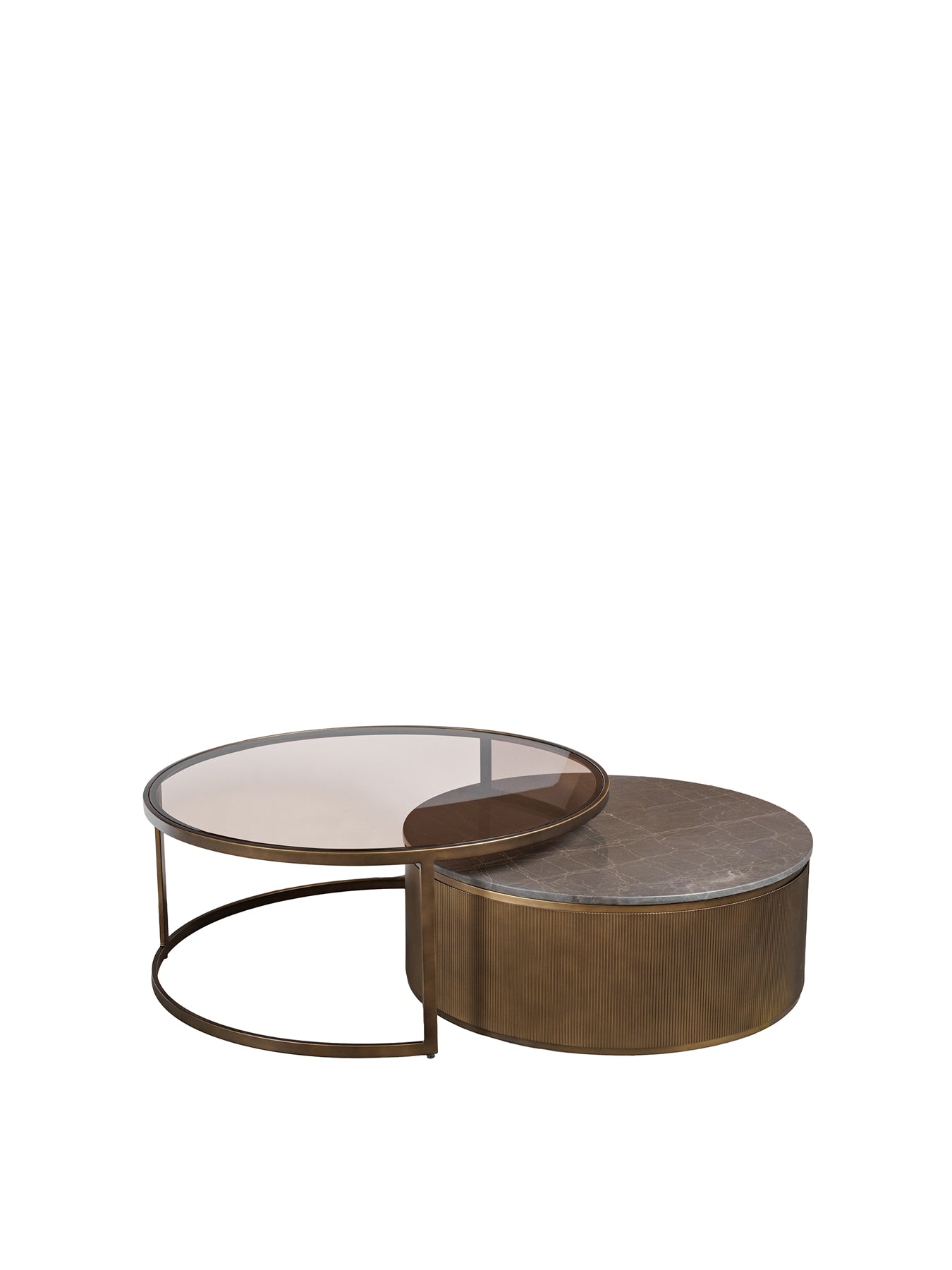 Belvedere Marble Nesting Coffee Tables Set of 2 Gold