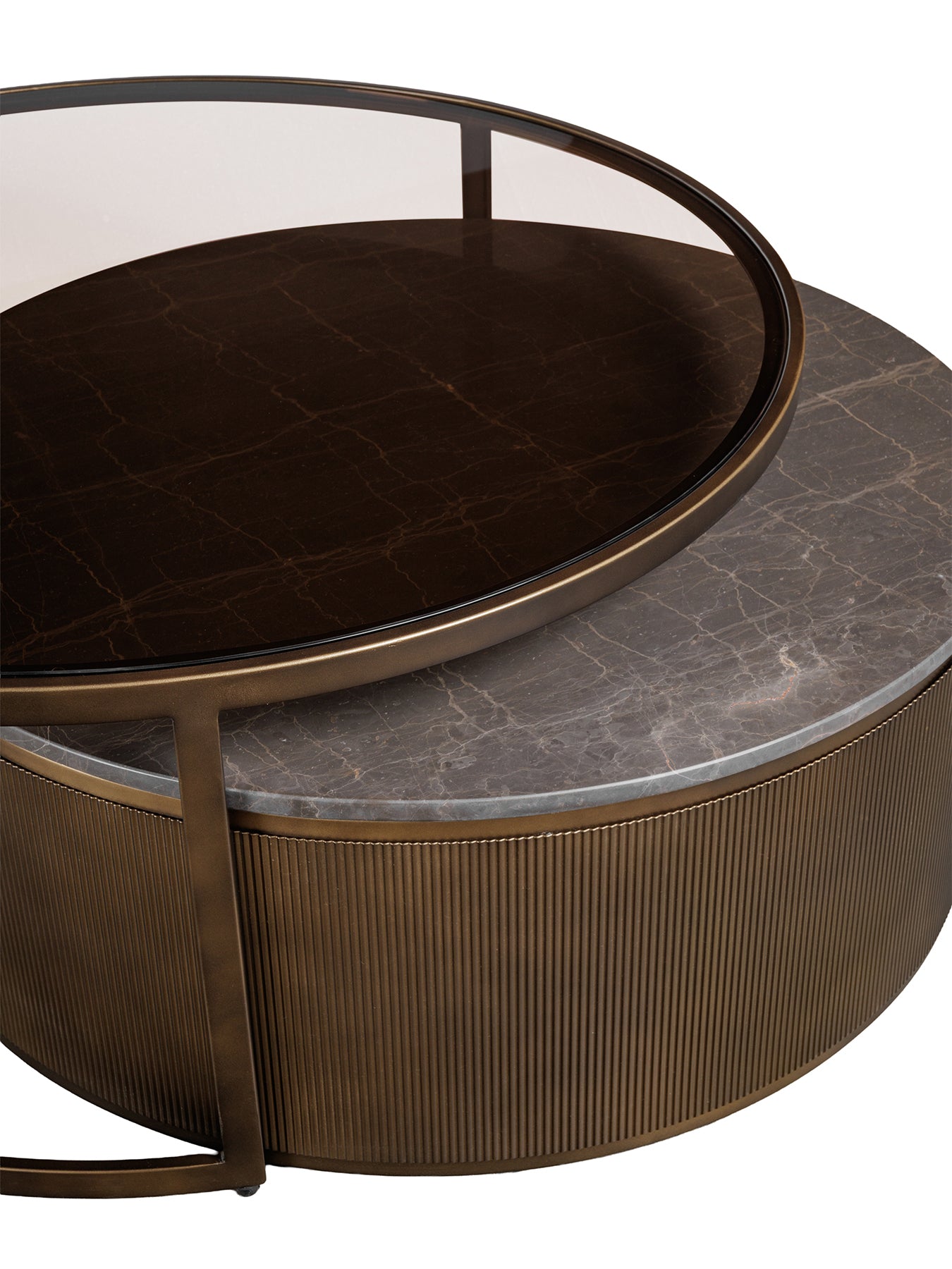 Belvedere Marble Nesting Coffee Tables Set of 2 Gold