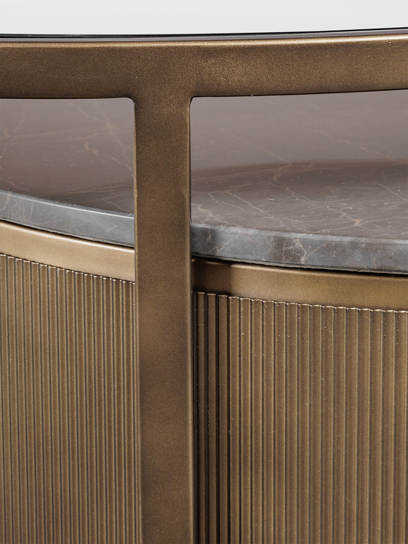 Belvedere Marble Nesting Coffee Tables Set of 2 Gold