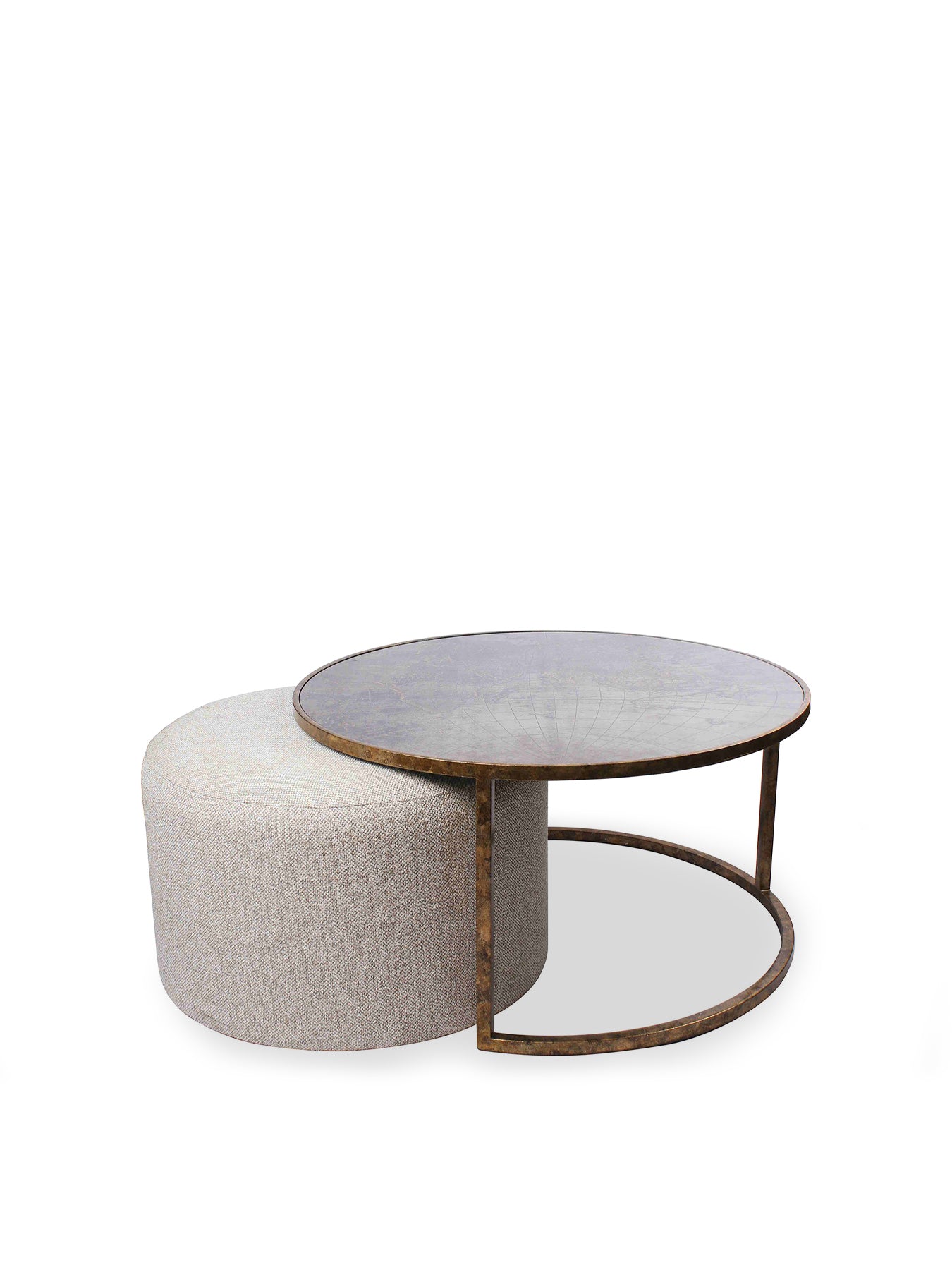 Atlas Coffee Table with Knotted Pouffe
