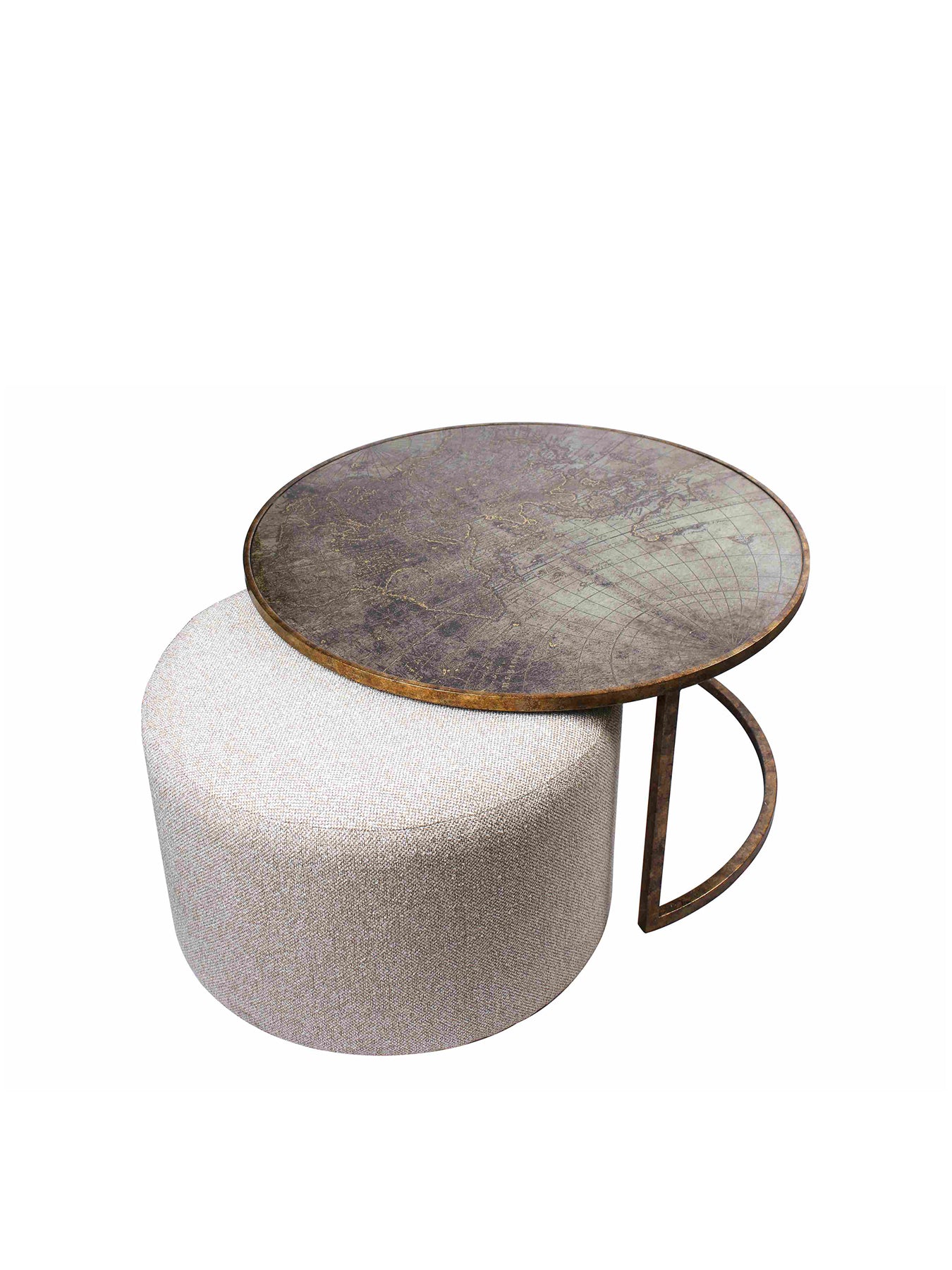 Atlas Coffee Table with Knotted Pouffe