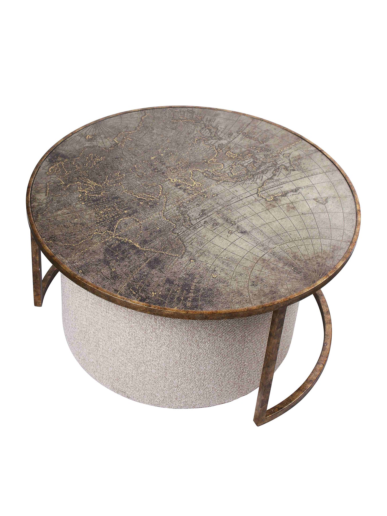 Atlas Coffee Table with Knotted Pouffe