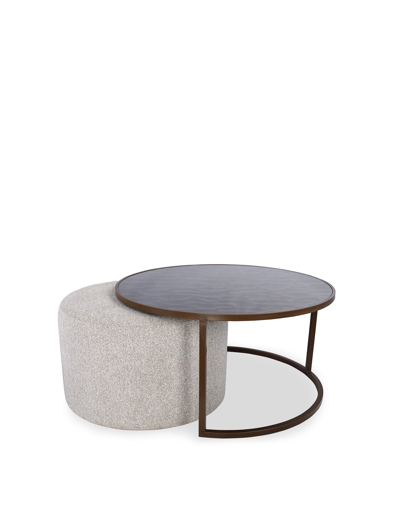 Driftwood Ripple Coffee Table & Nesting Pouffe