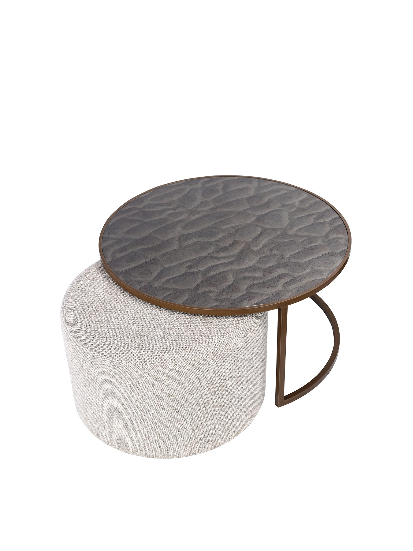 Driftwood Ripple Coffee Table & Nesting Pouffe