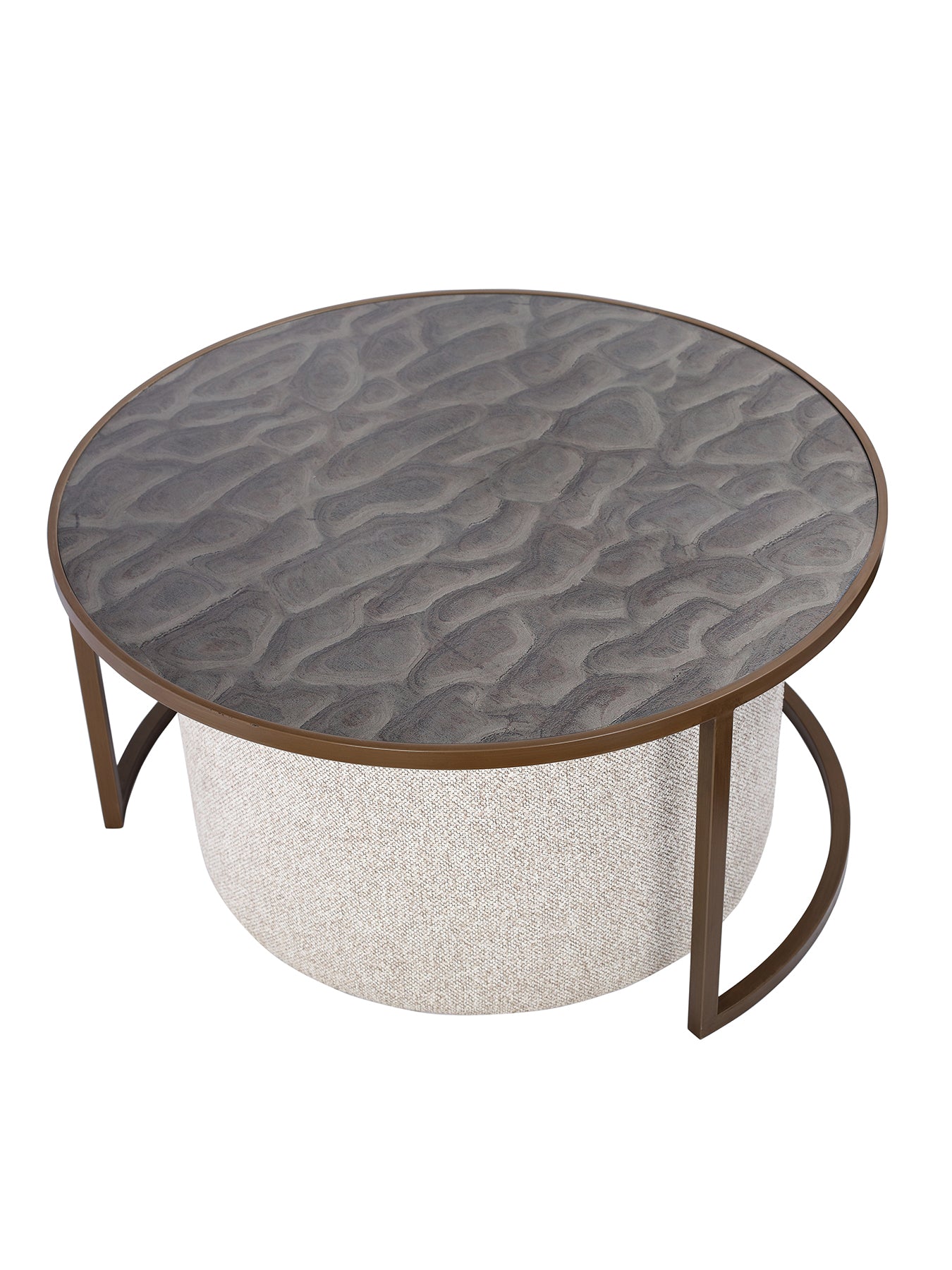 Driftwood Ripple Coffee Table & Nesting Pouffe