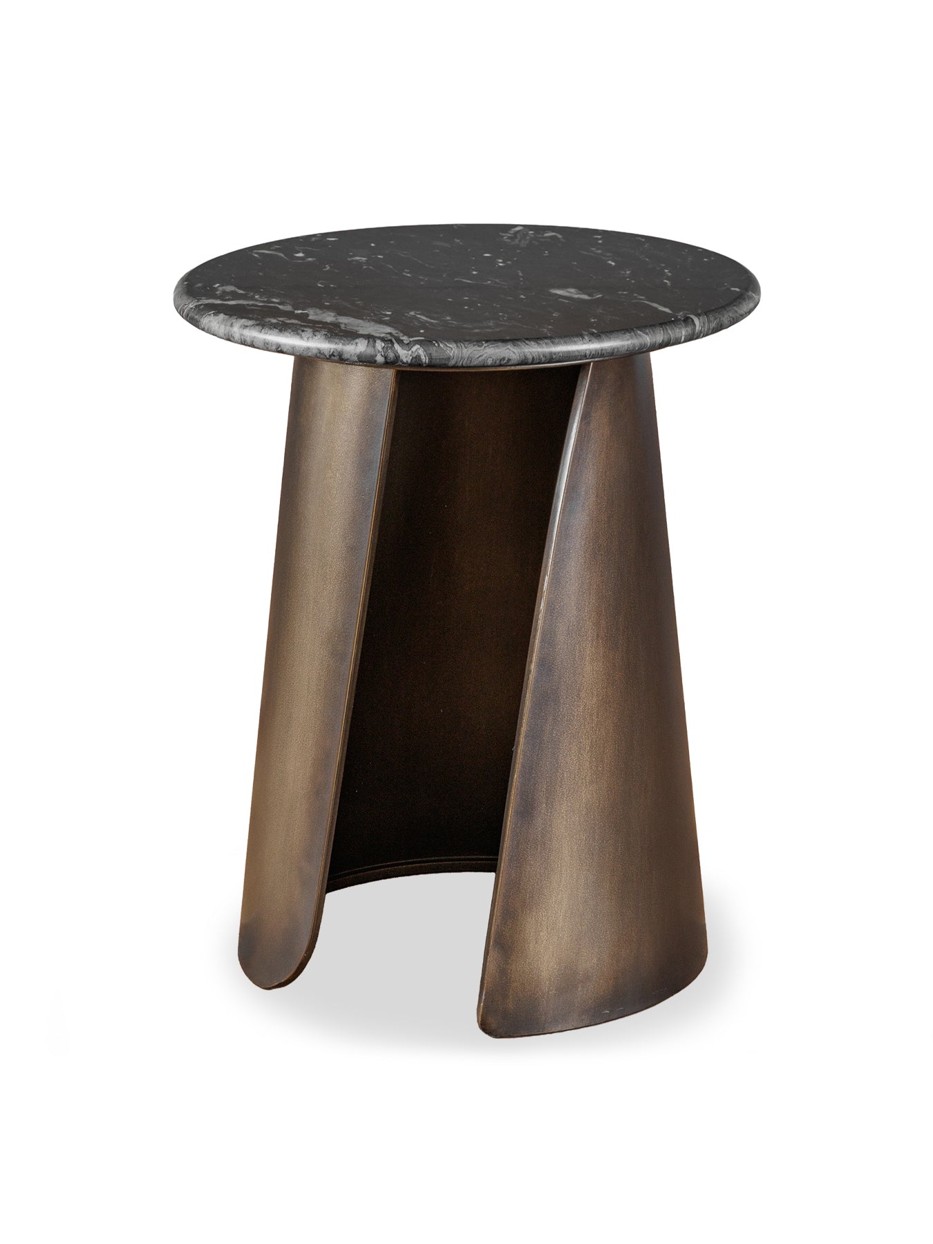 Newton Crescent Marble Side Table Gold