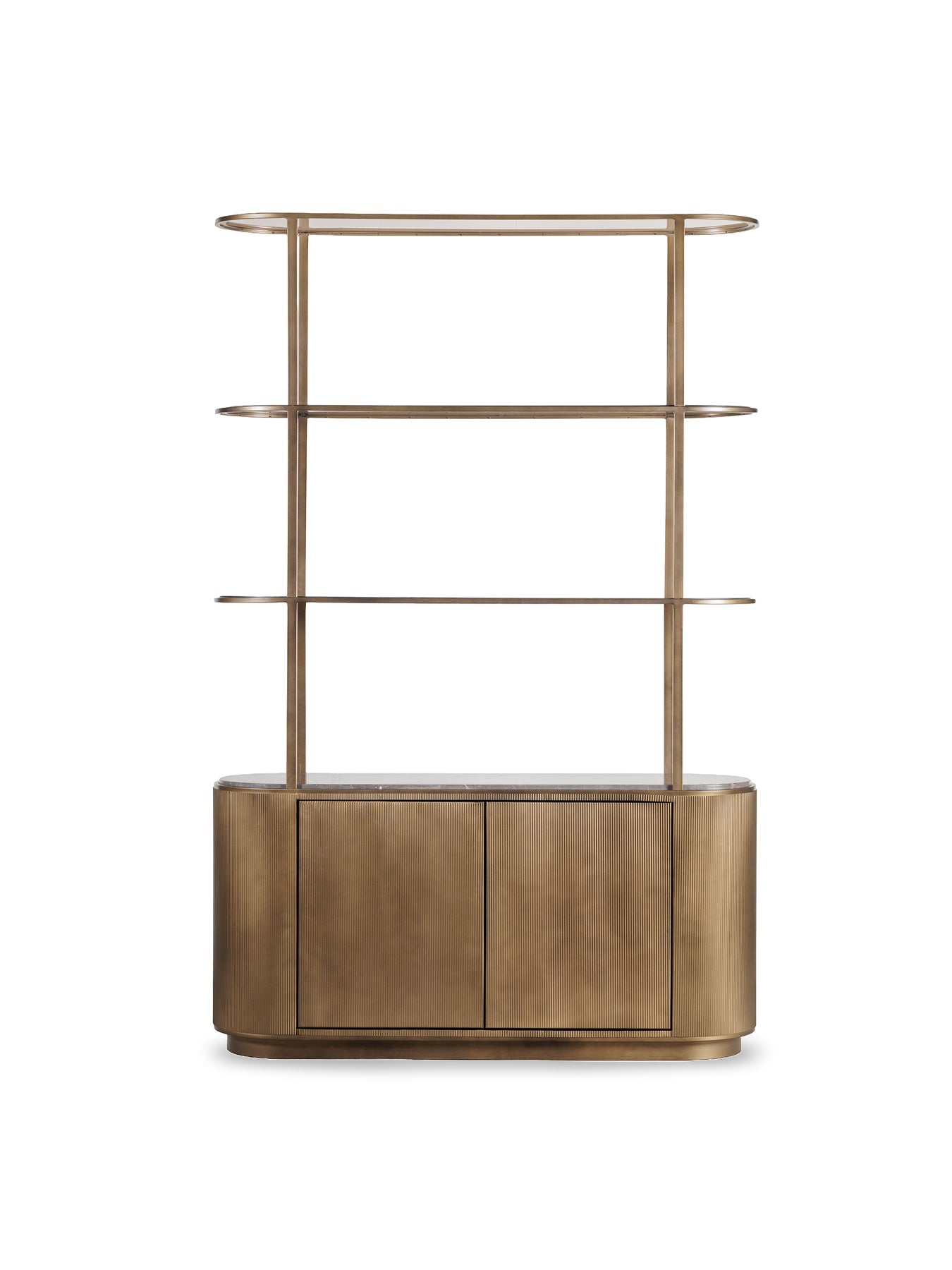 Belvedere Marble Shelving Unit with Storage Gold