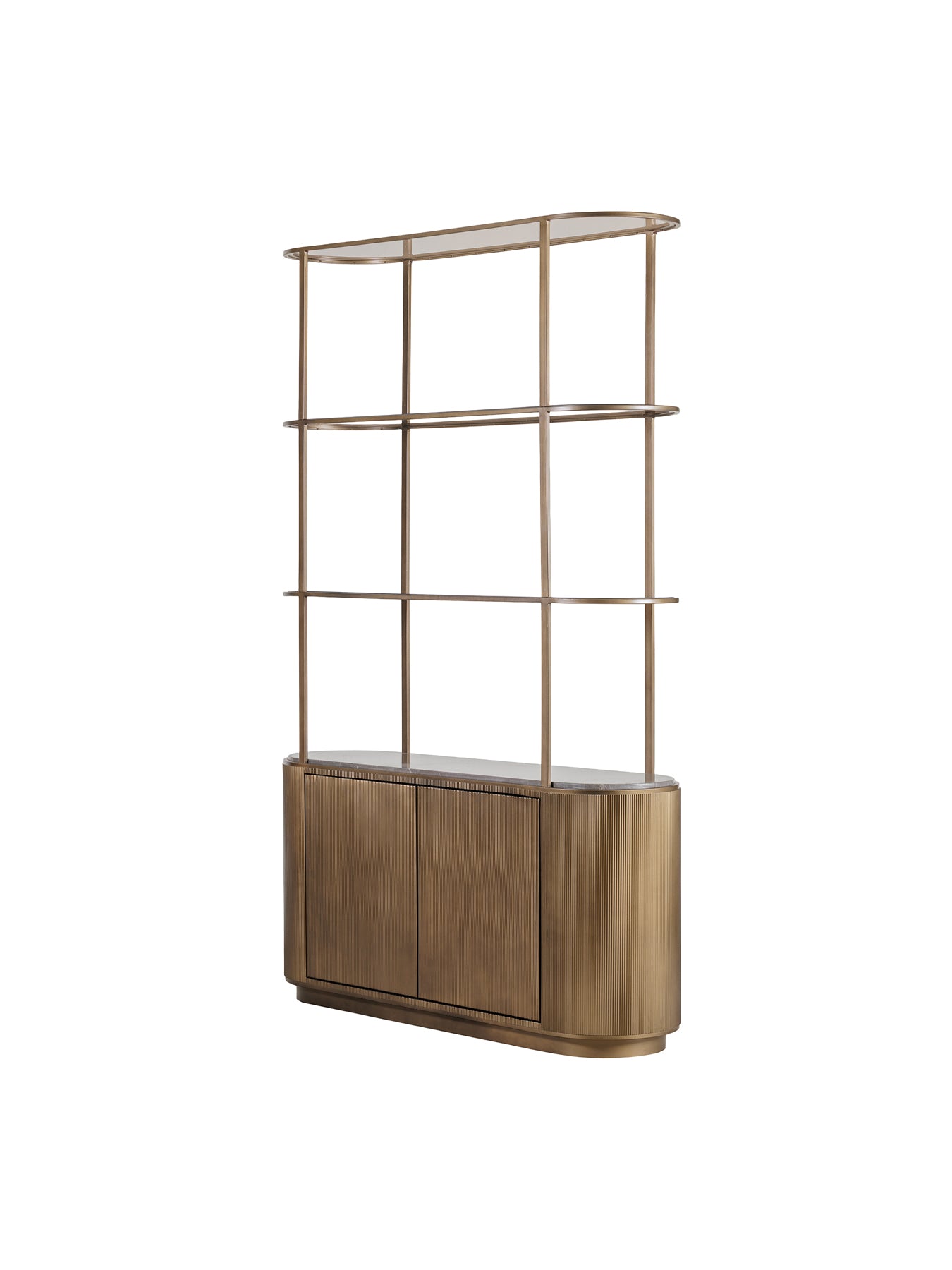 Belvedere Marble Shelving Unit with Storage Gold